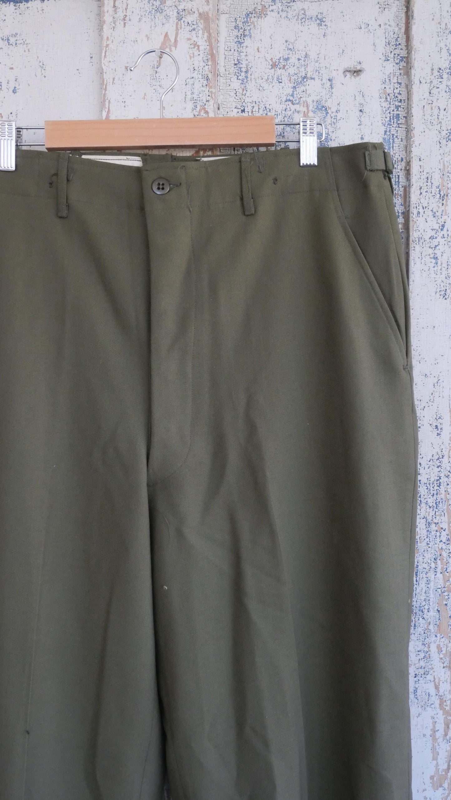 1960s Button Fly Wool Military Pants | 36