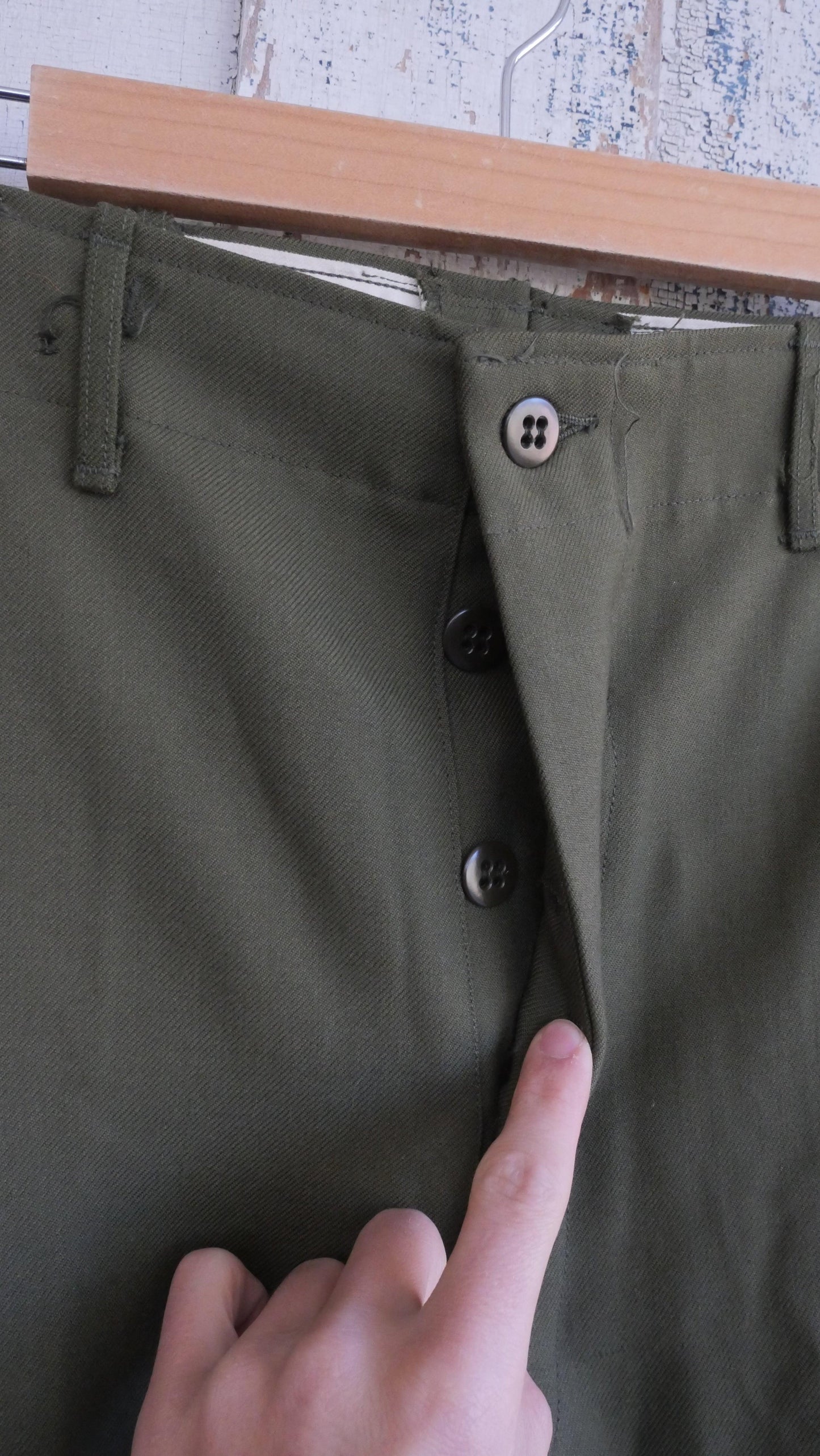 1960s Button Fly Wool Military Pants | 36