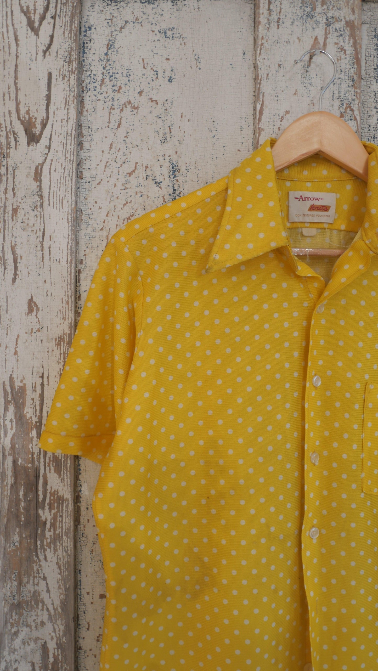 1970s Polkadot Knit Button Up | L