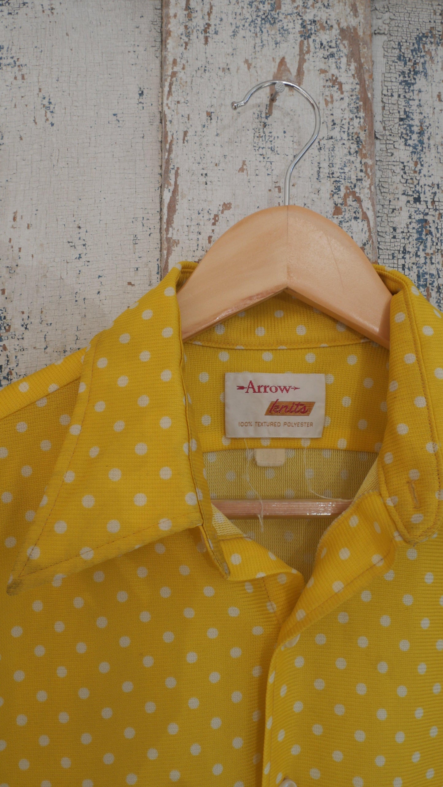 1970s Polkadot Knit Button Up | L