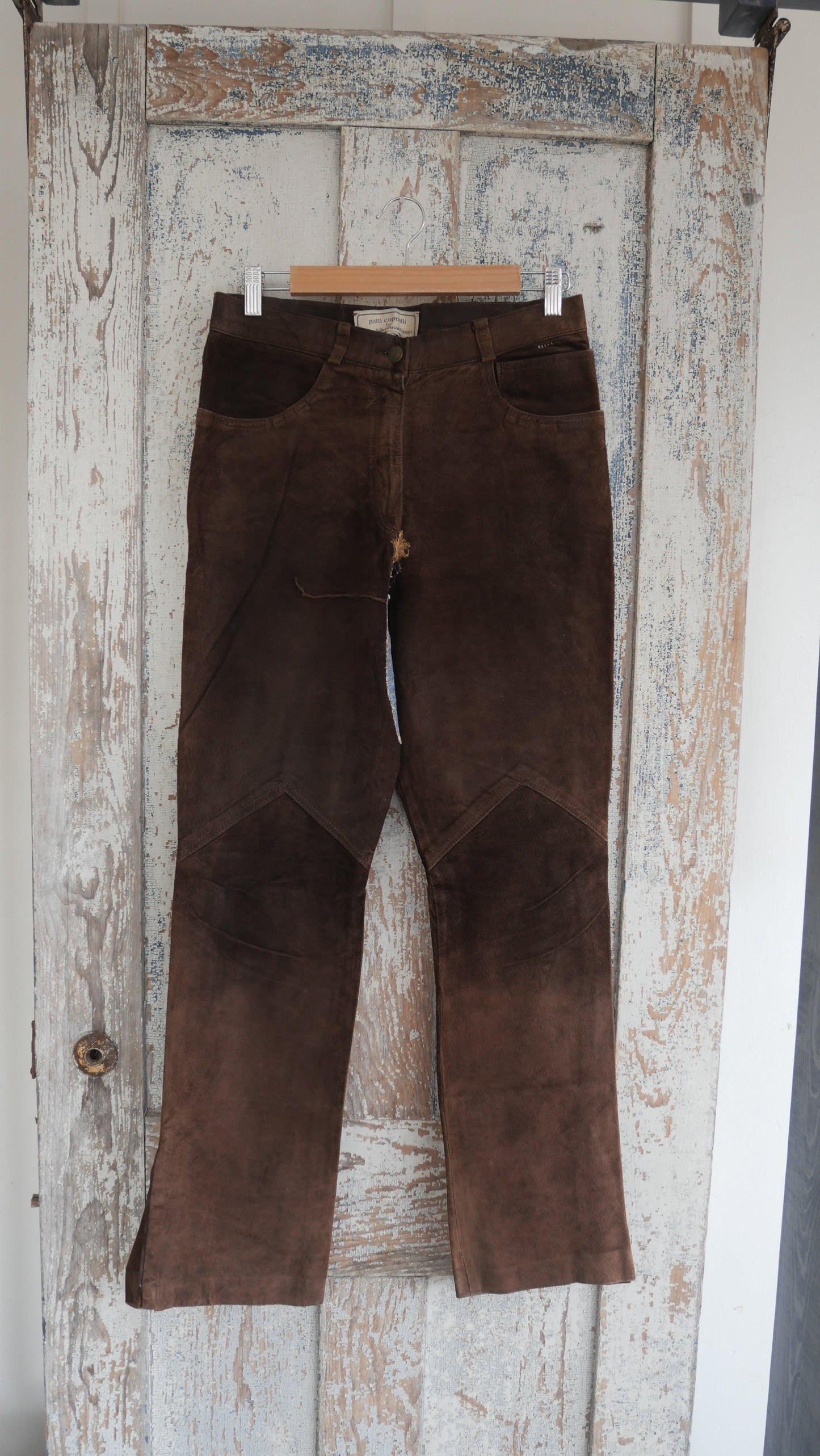 1970s Leather Repaired Flared Pants | 31