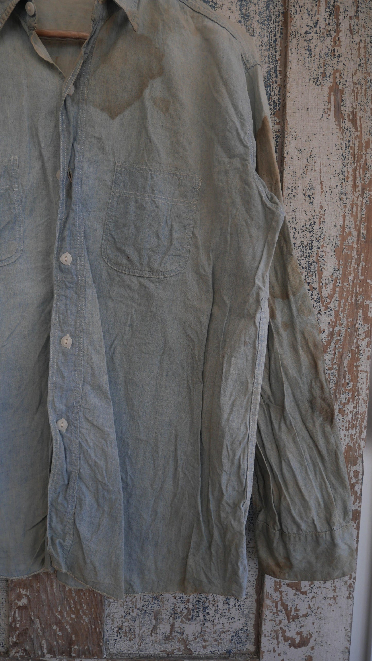 1980s Faded Chambray Shirt | L