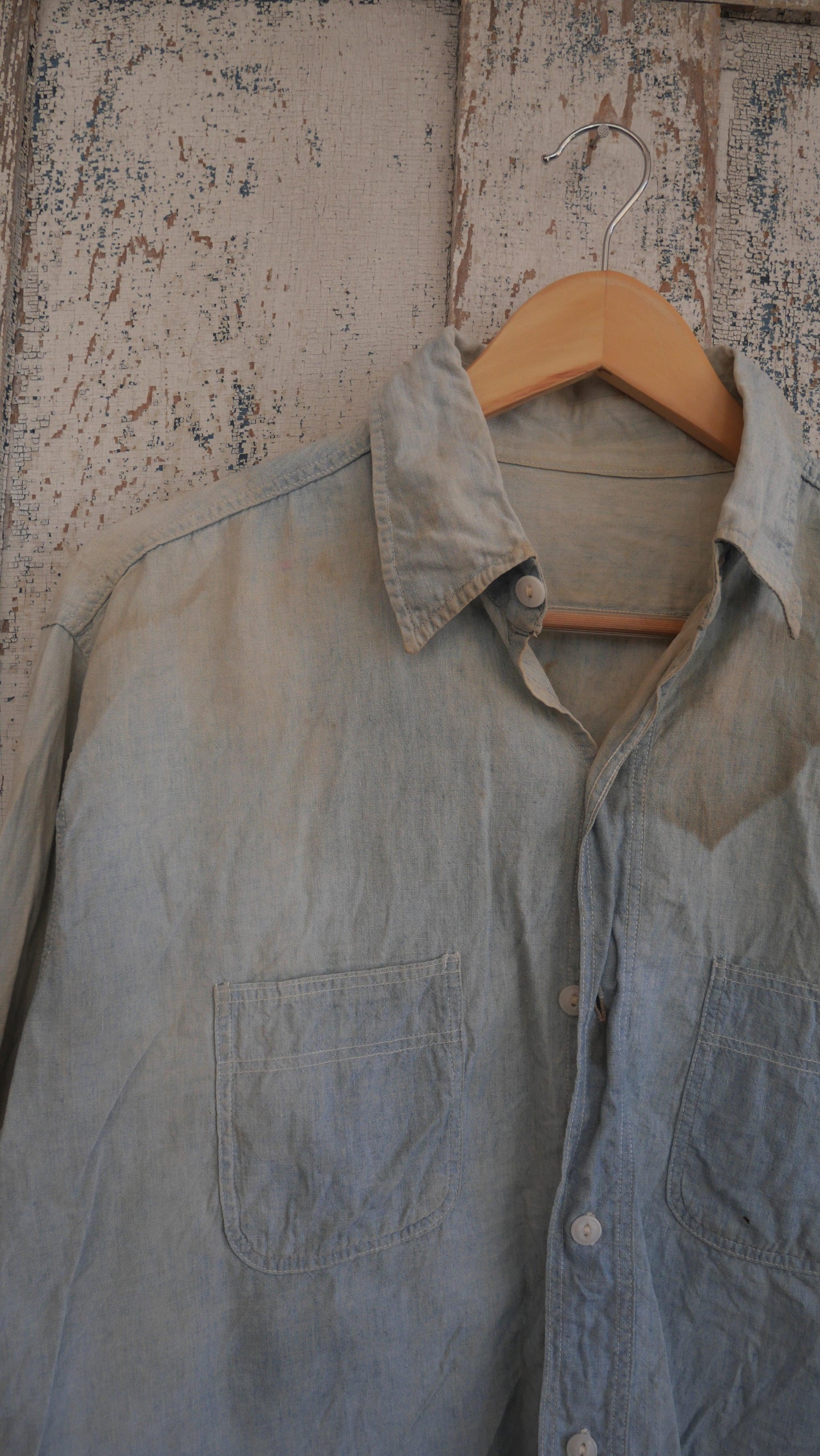 1980s Faded Chambray Shirt | L