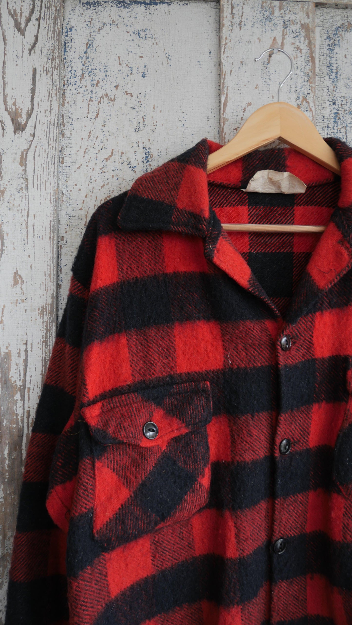 1970s Wool Buffalo Check Flannel | L