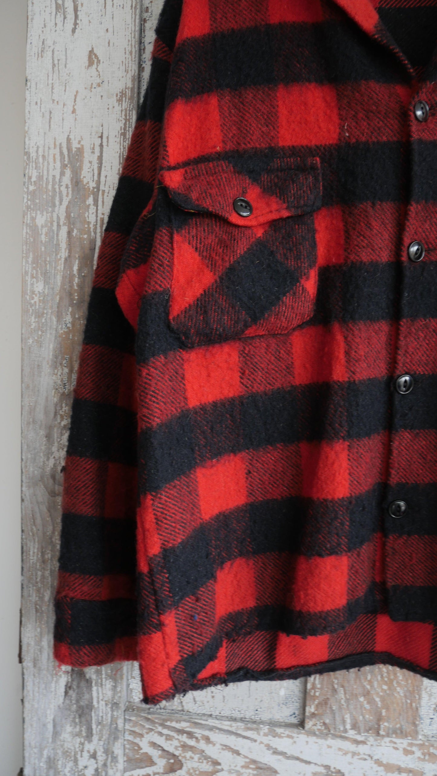 1970s Wool Buffalo Check Flannel | L