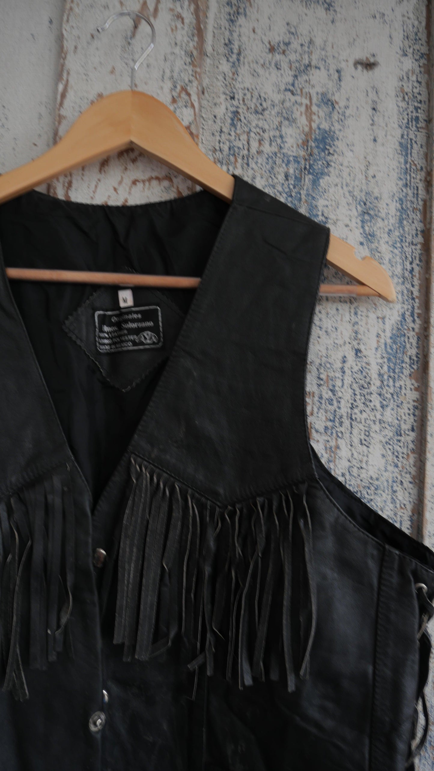 1980s Fringe Leather Vest | L