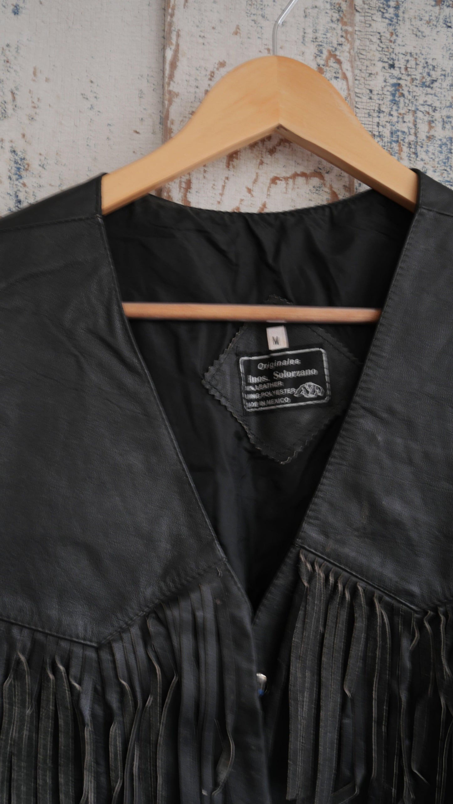 1980s Fringe Leather Vest | L