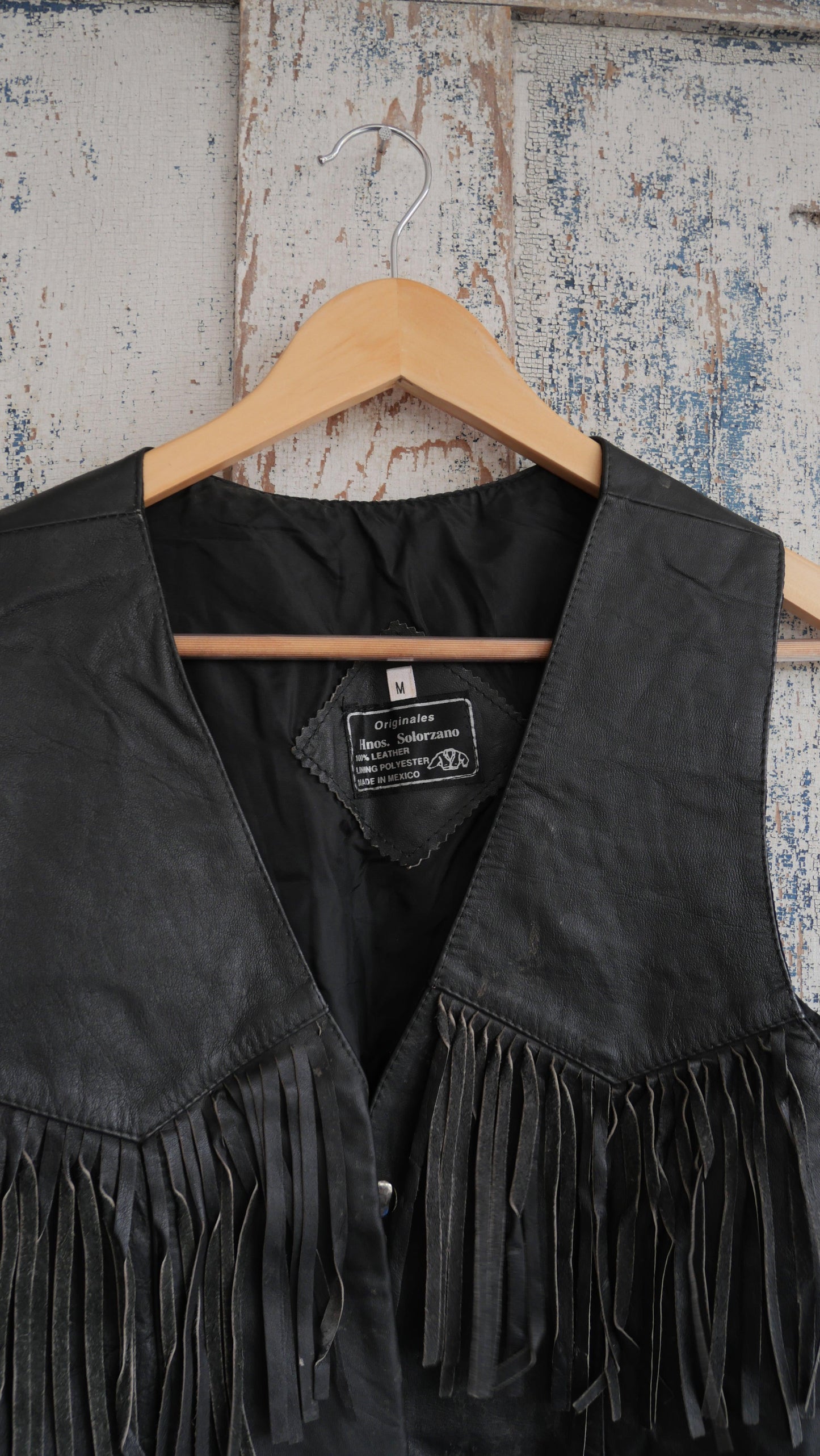1980s Fringe Leather Vest | L