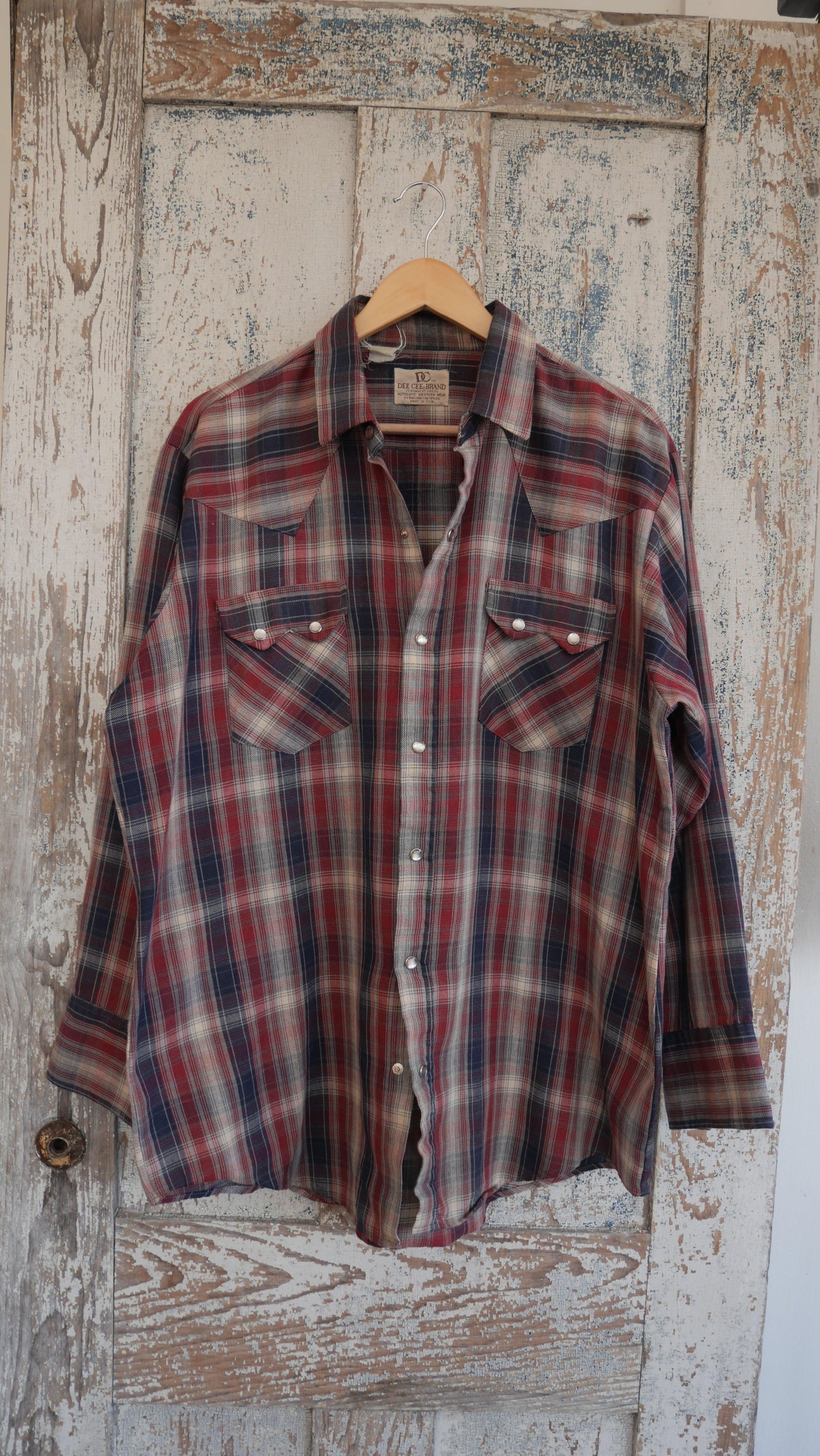 1970s Western Pearl Snap Flannel | XL
