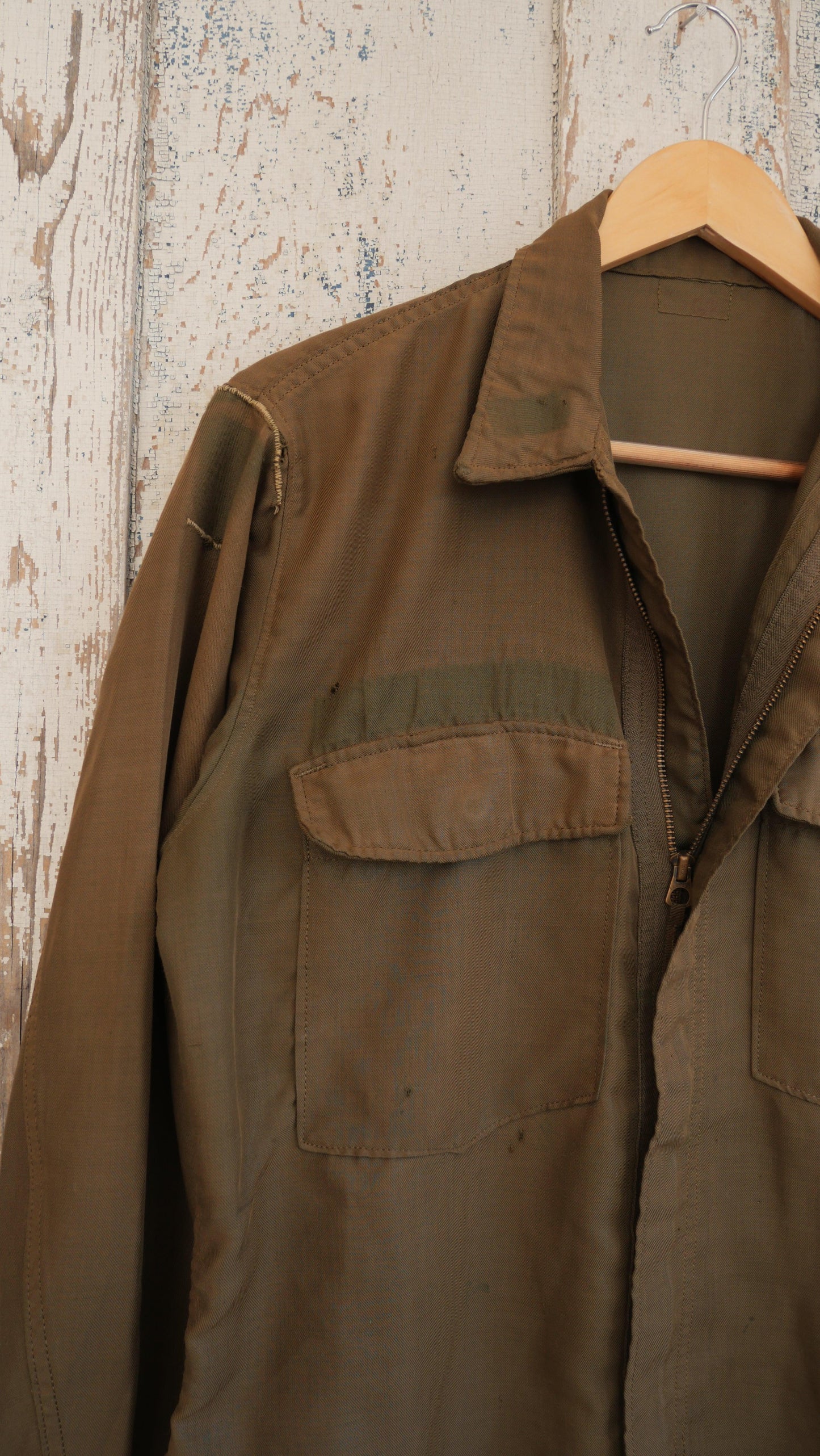 1970s Zip Up Army Shirt | L