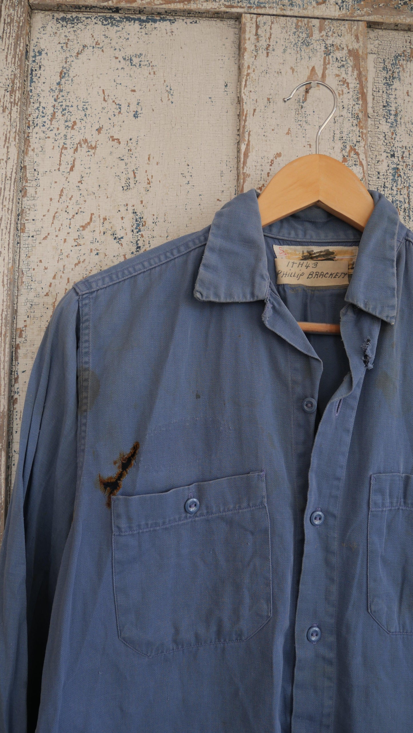 1970s Blue Work Shirt | L