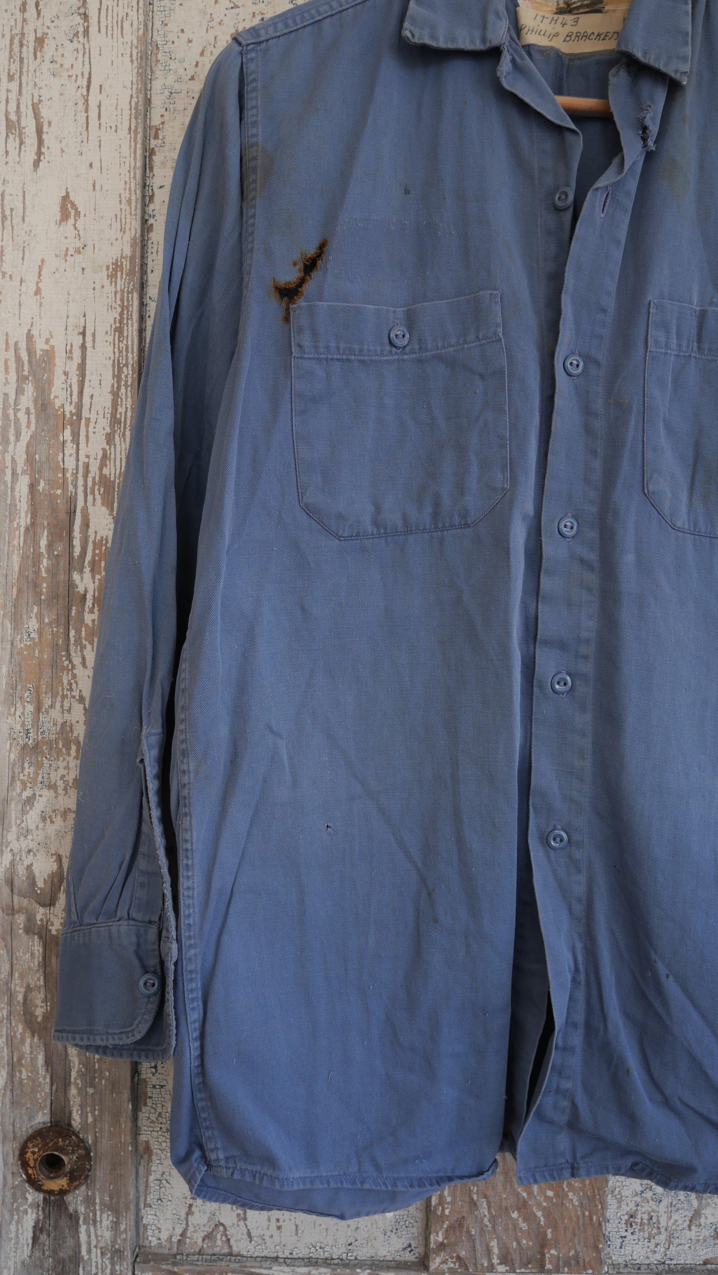 1970s Blue Work Shirt | L