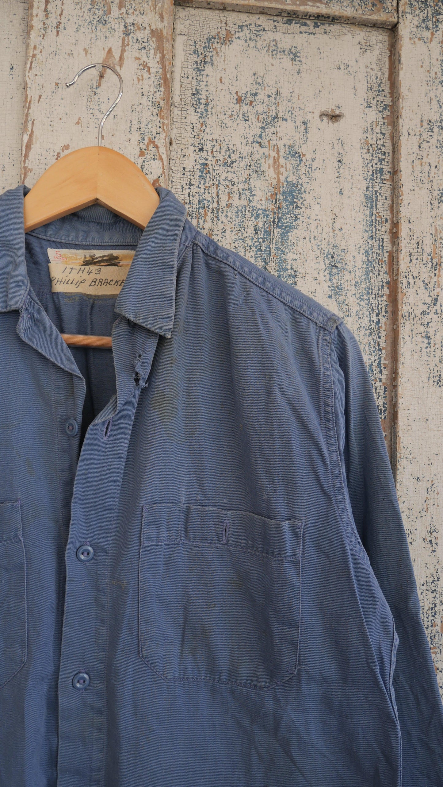 1970s Blue Work Shirt | L