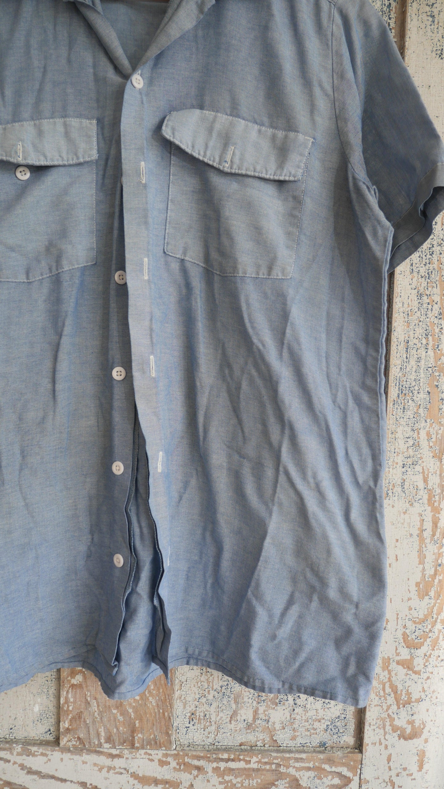 1980s Faded Dickies Chambray Shirt | L