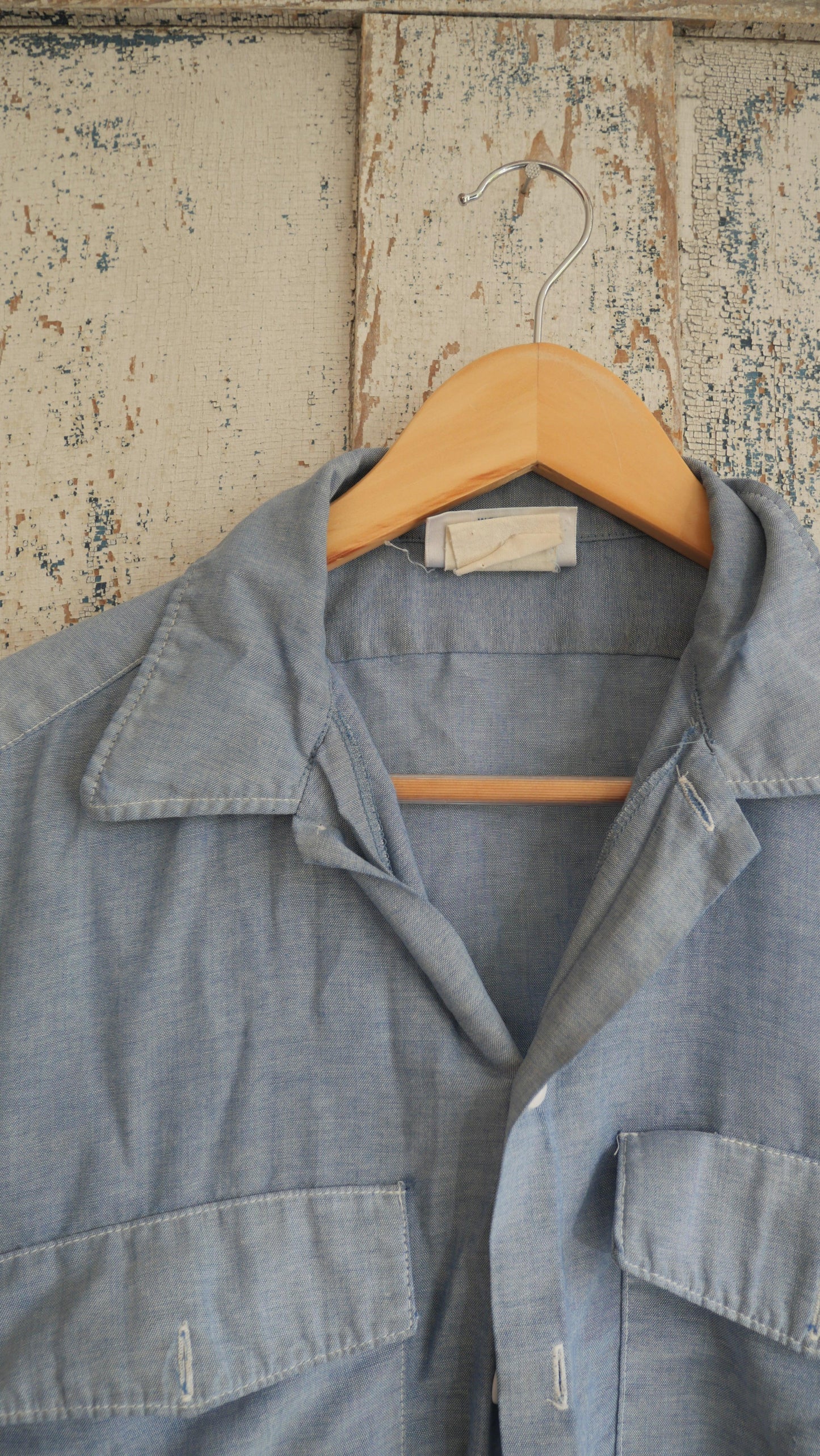 1980s Faded Dickies Chambray Shirt | L