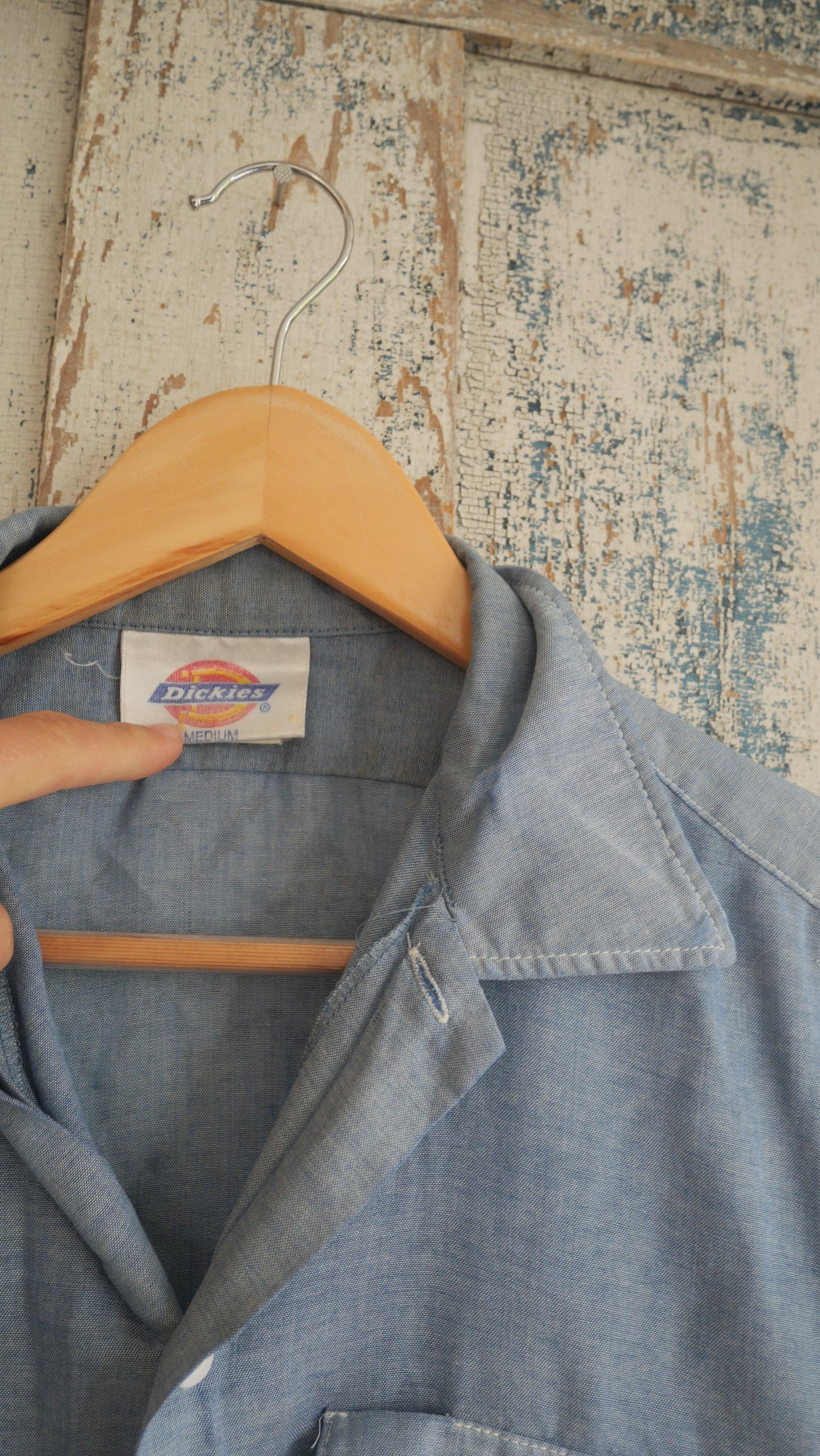 1980s Faded Dickies Chambray Shirt | L