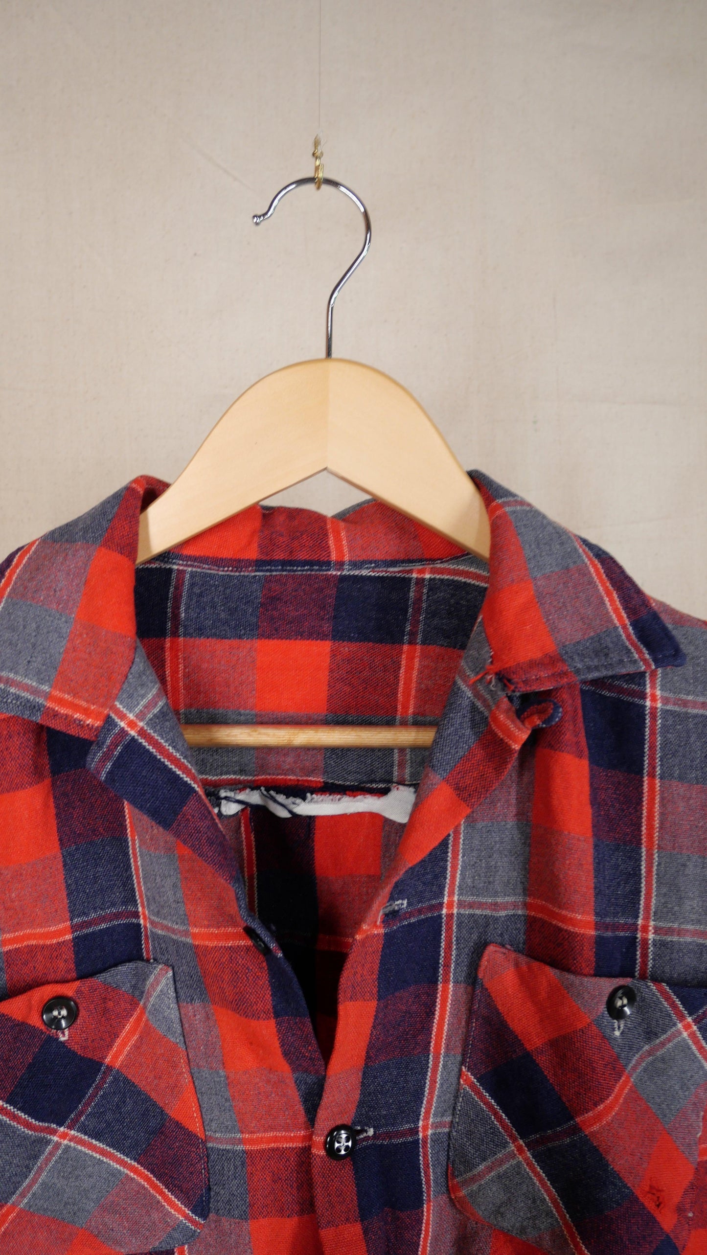 1960s Loop Collar Plaid Flannel | M