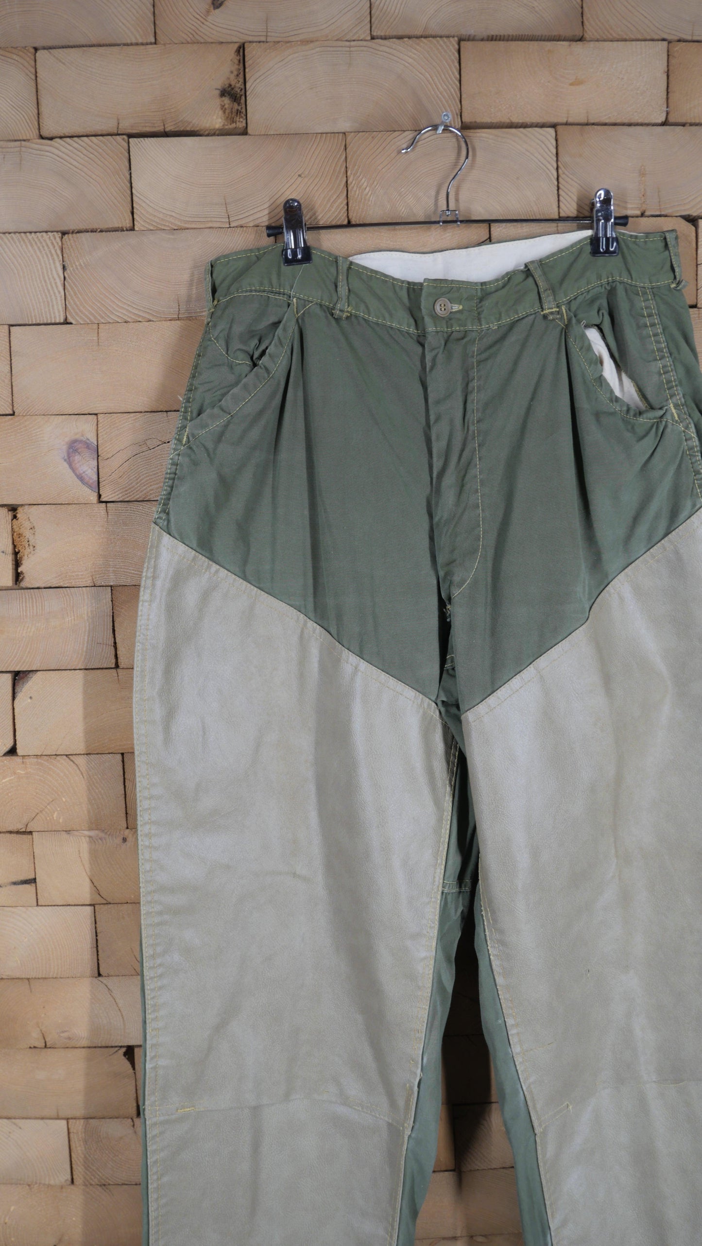 1960s Olive Leather Knee Hunting Pants | 32