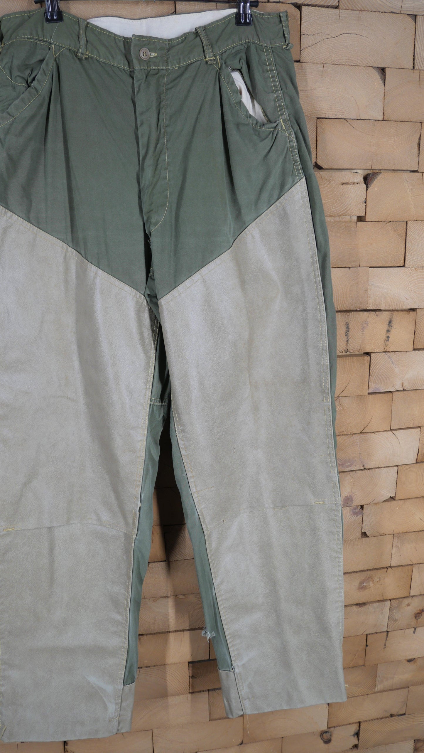 1960s Olive Leather Knee Hunting Pants | 32