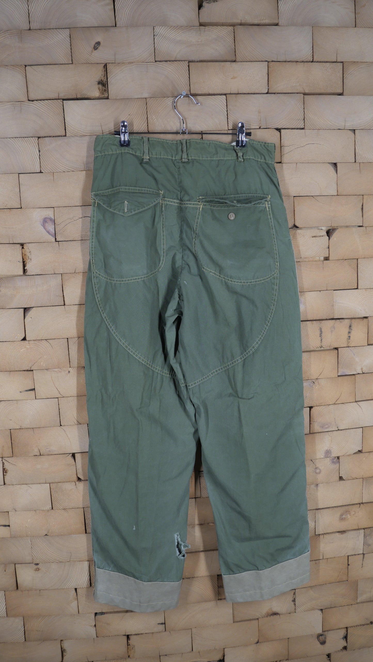 1960s Olive Leather Knee Hunting Pants | 32