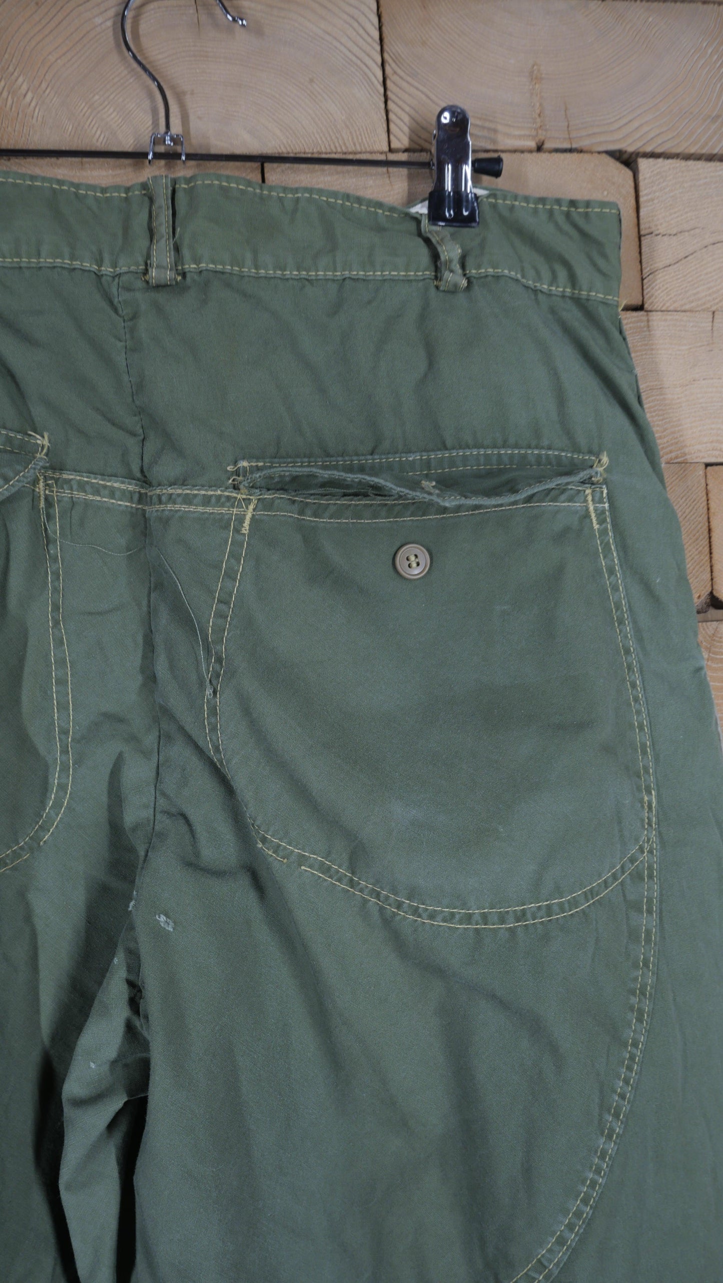 1960s Olive Leather Knee Hunting Pants | 32