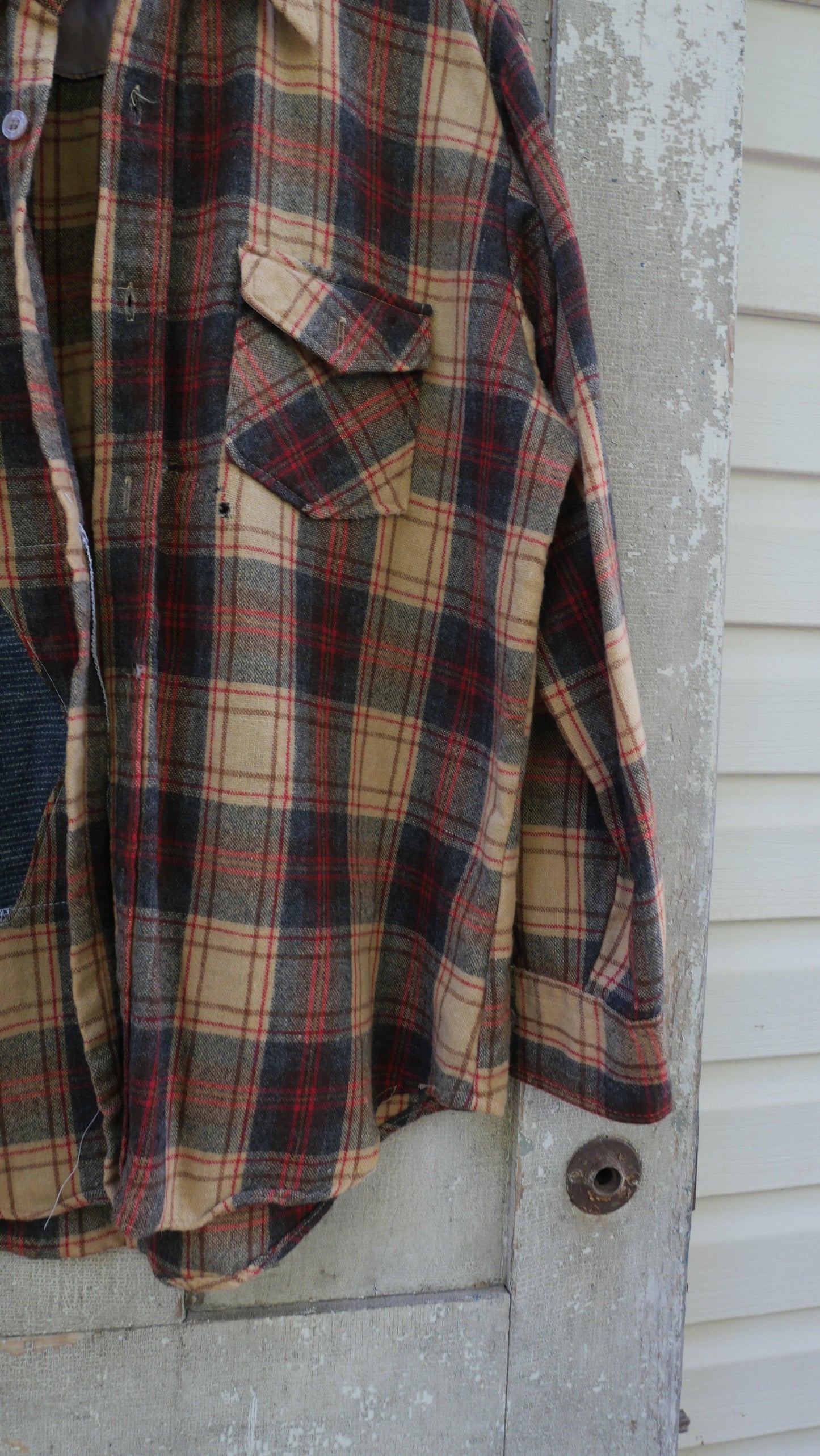 1970s Wool Repaired Red Flannel | L