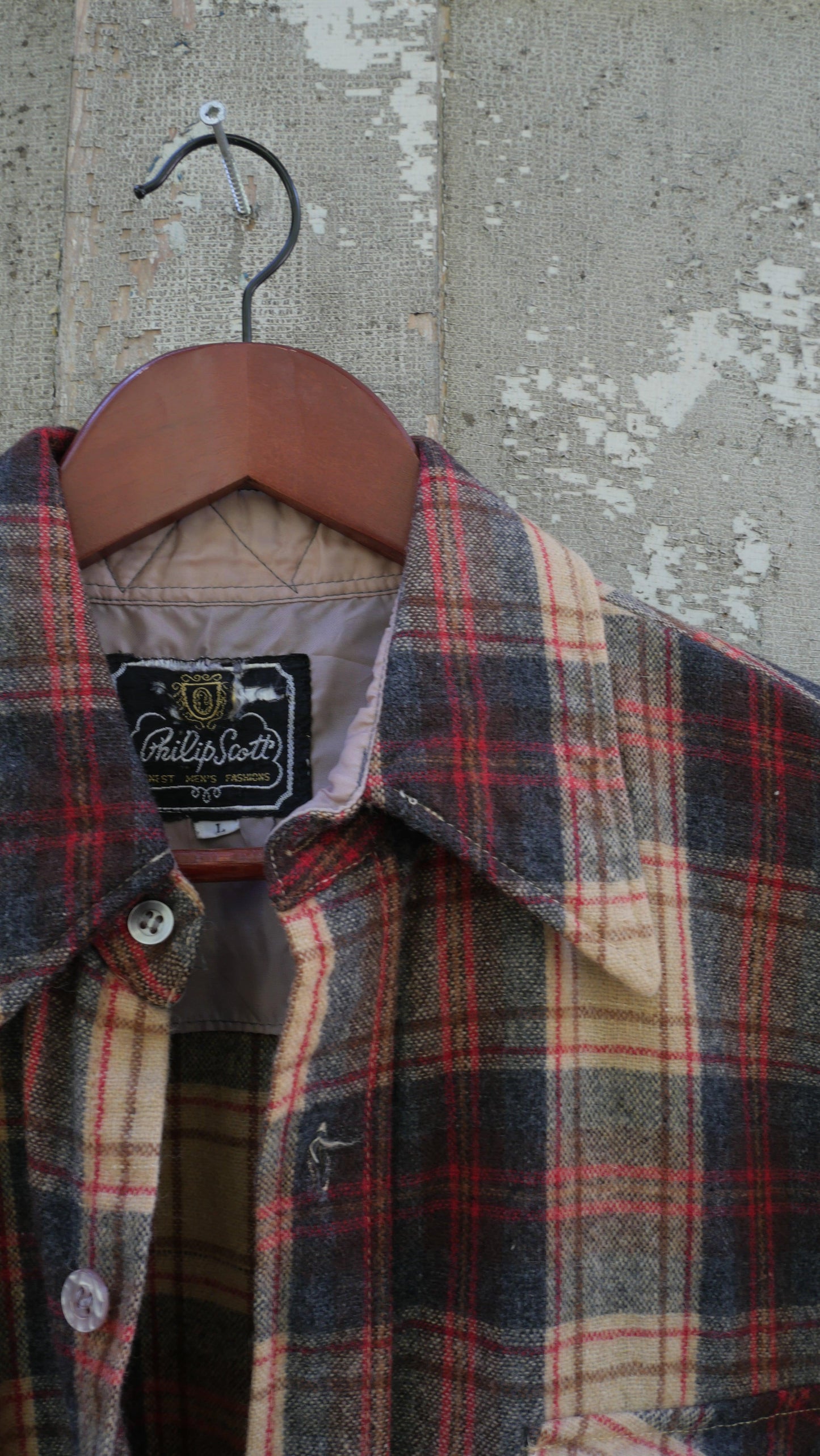 1970s Wool Repaired Red Flannel | L