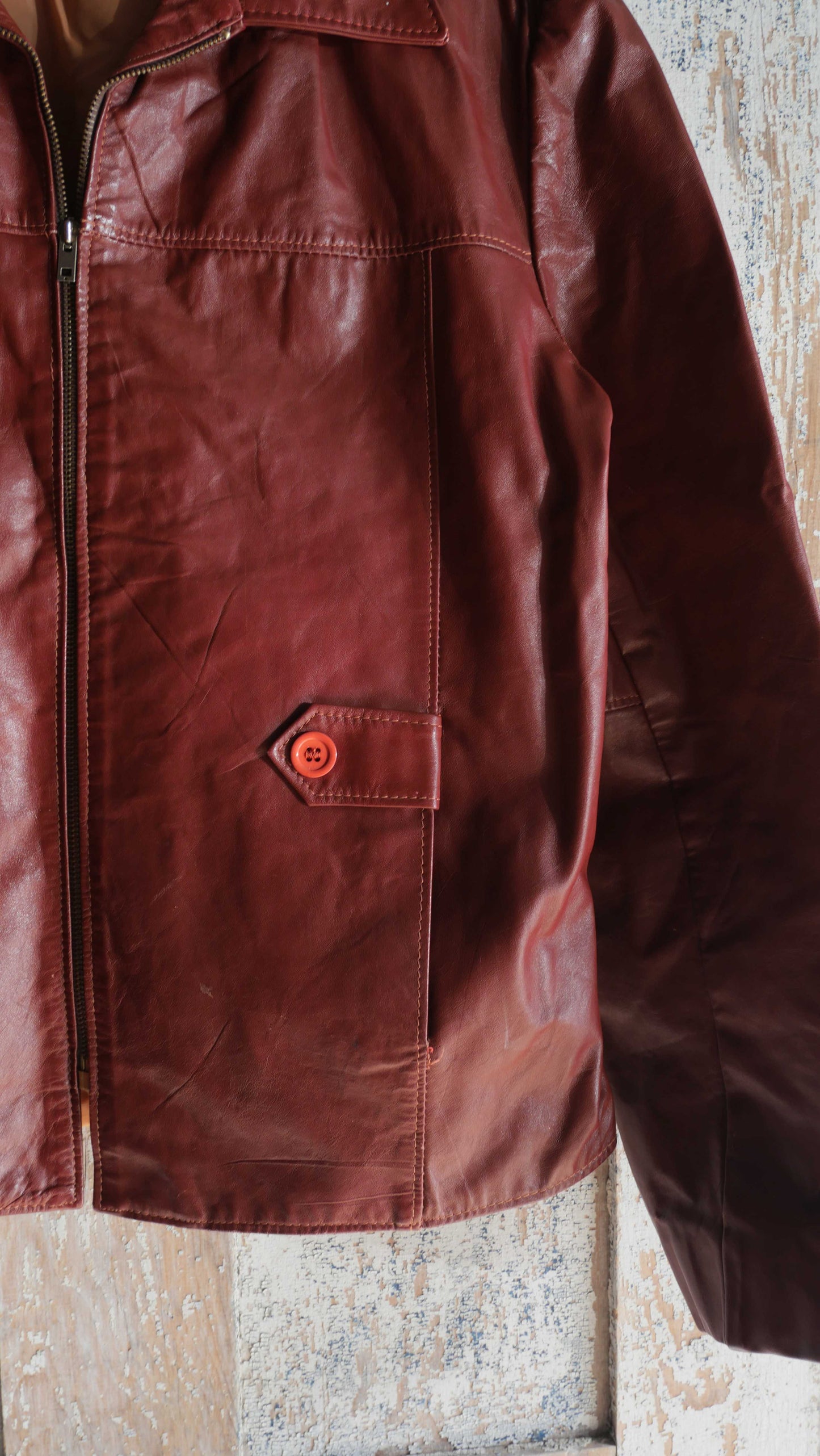 1970s Cherry Leather Jacket | M