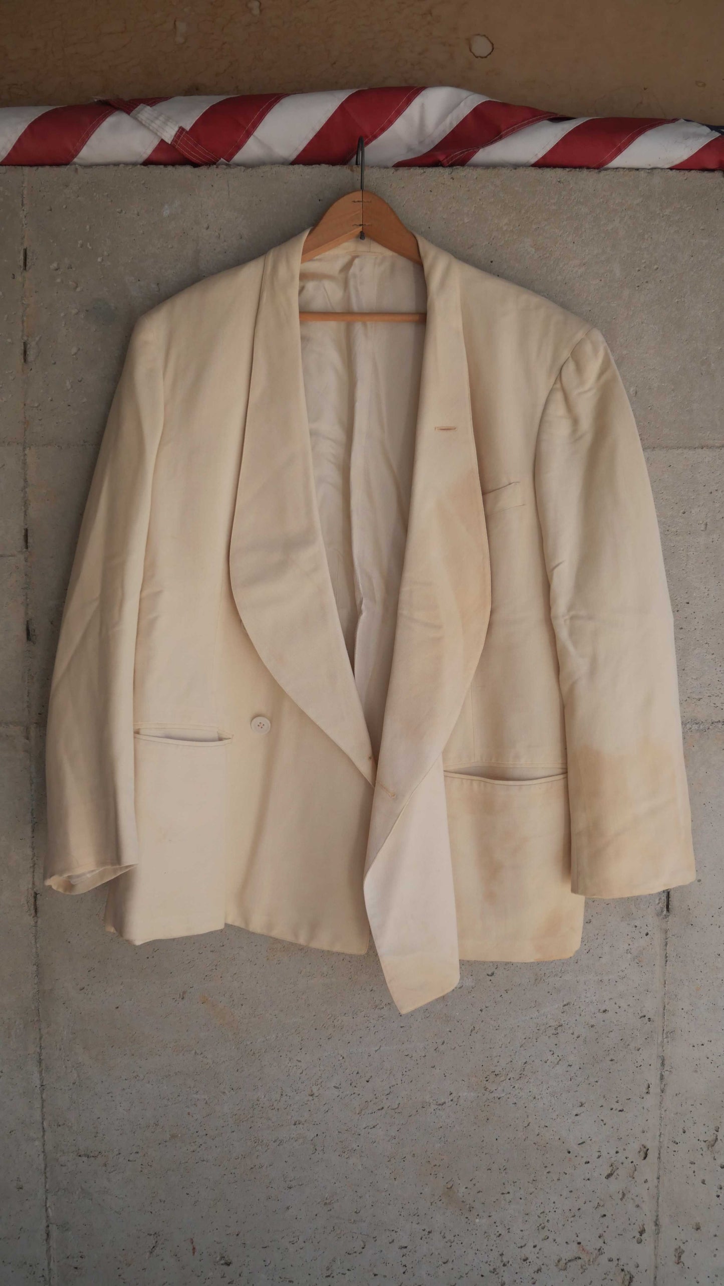 1960s Cream Boxy Double Breasted Coat | XL