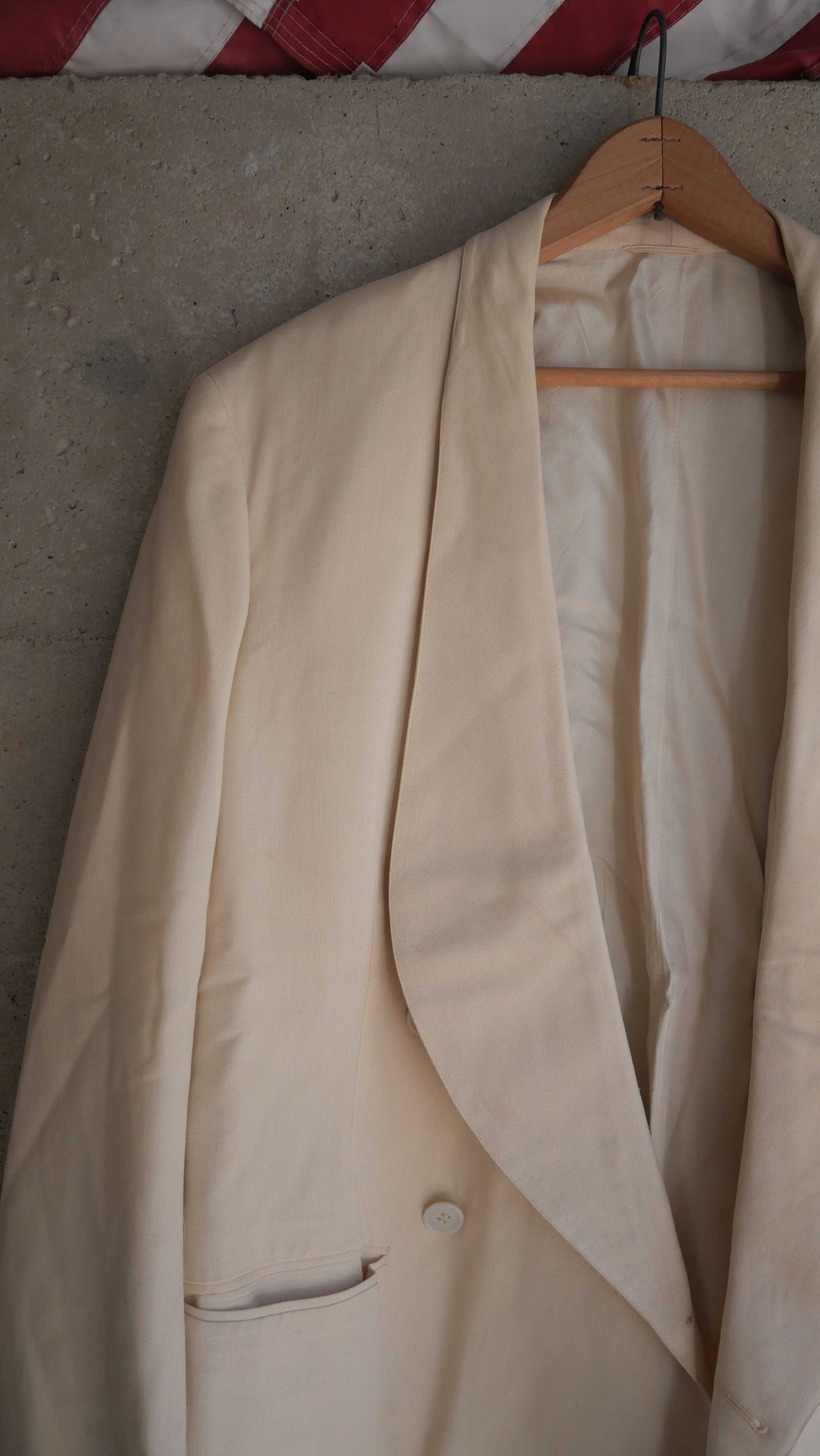 1960s Cream Boxy Double Breasted Coat | XL