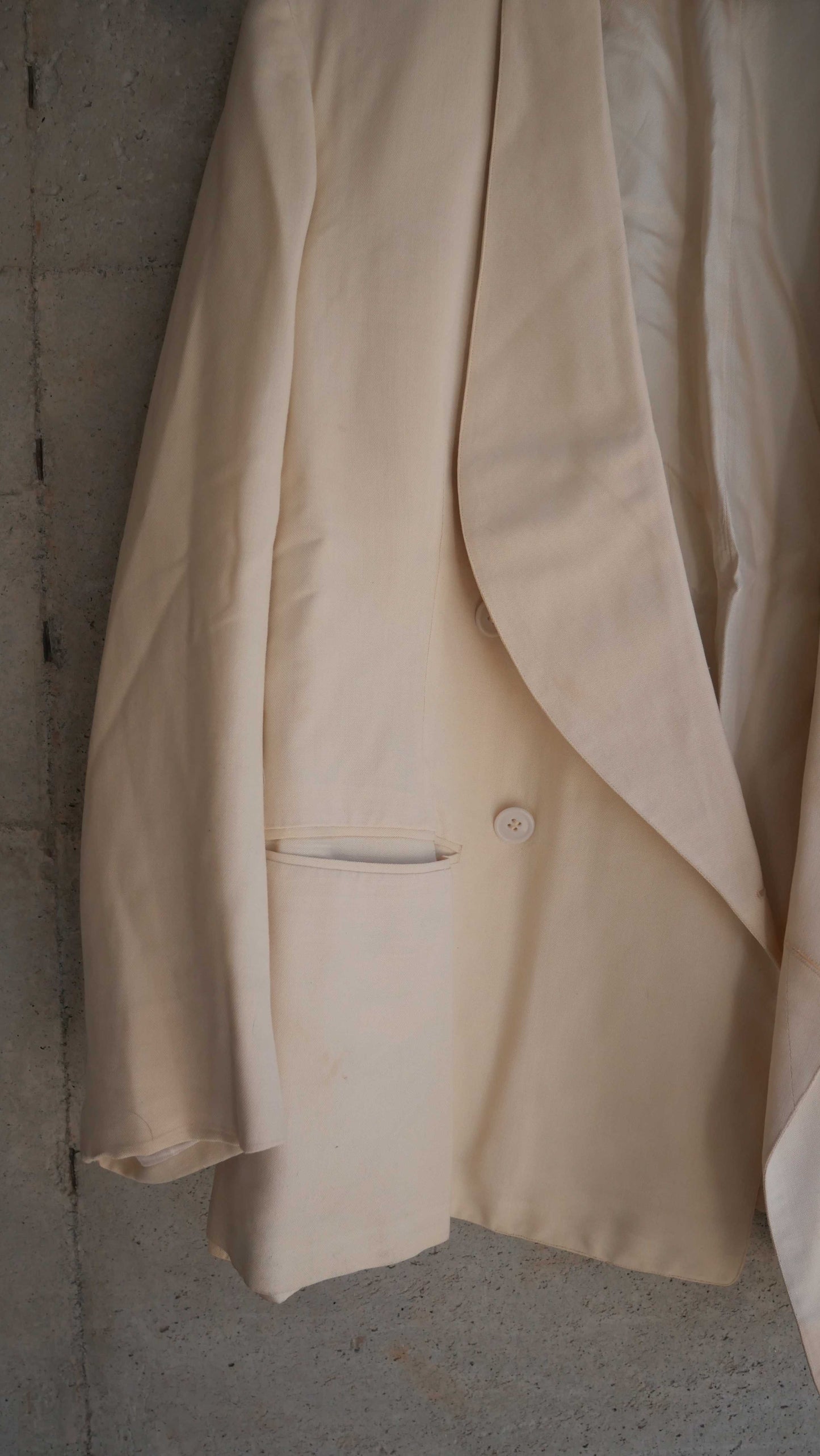 1960s Cream Boxy Double Breasted Coat | XL
