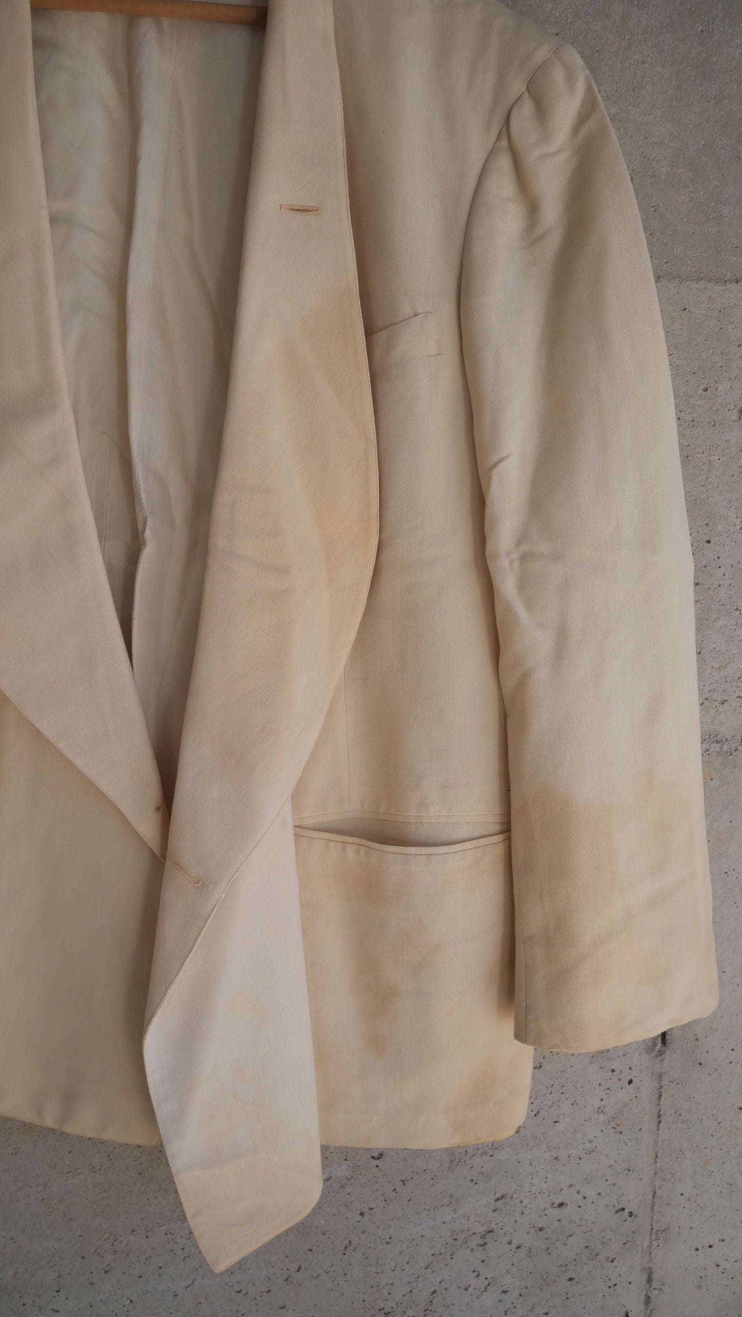 1960s Cream Boxy Double Breasted Coat | XL