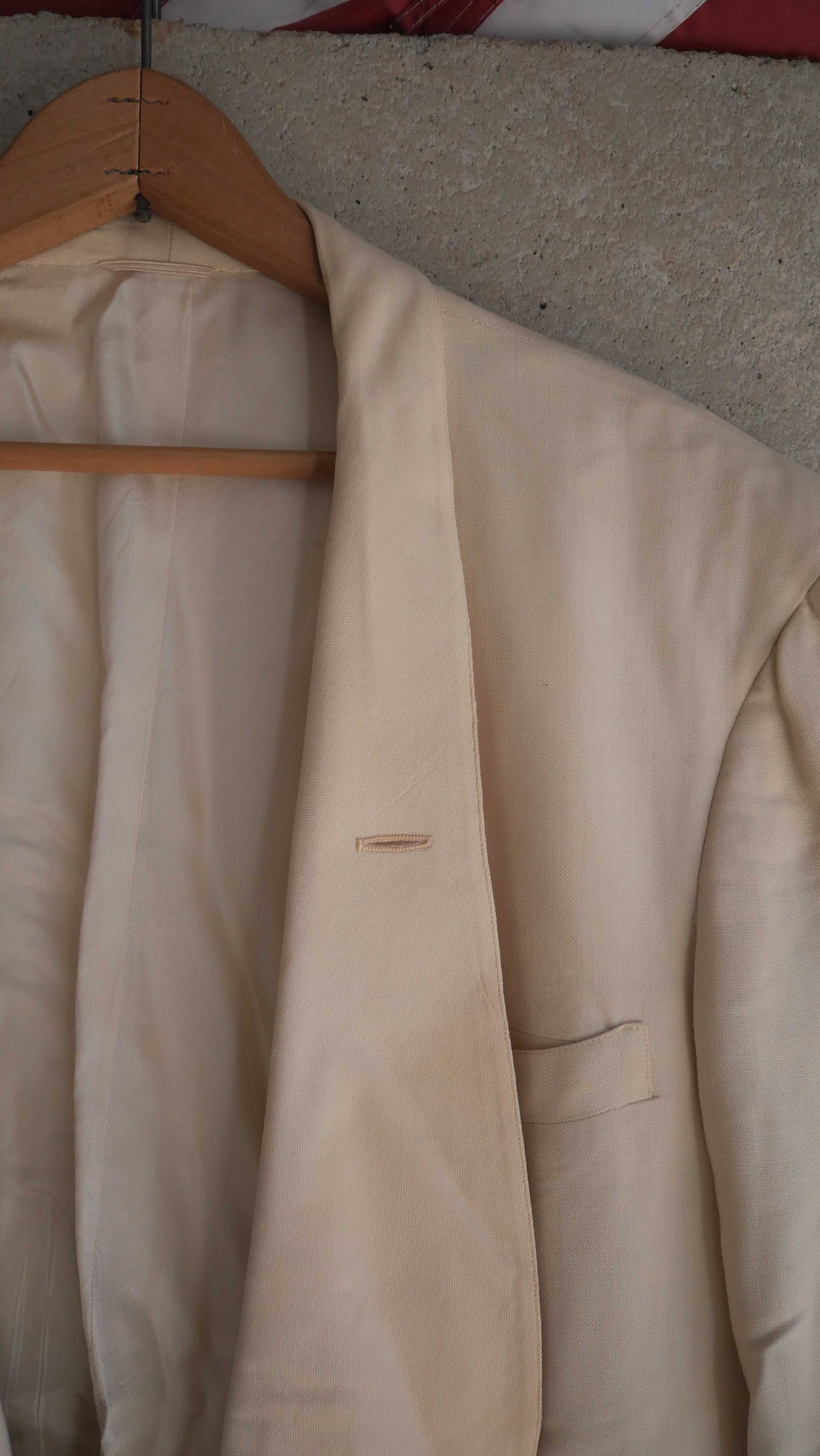 1960s Cream Boxy Double Breasted Coat | XL