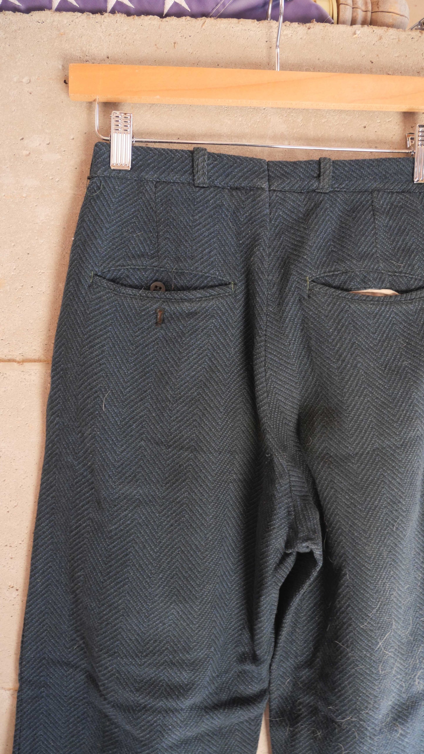 1950s Button Fly Wool Wide Leg Trousers | 24