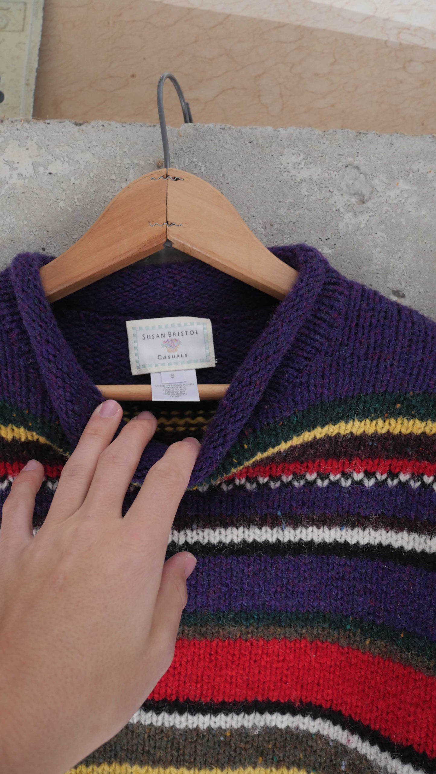 1990s Striped Mock Neck Sweater | M