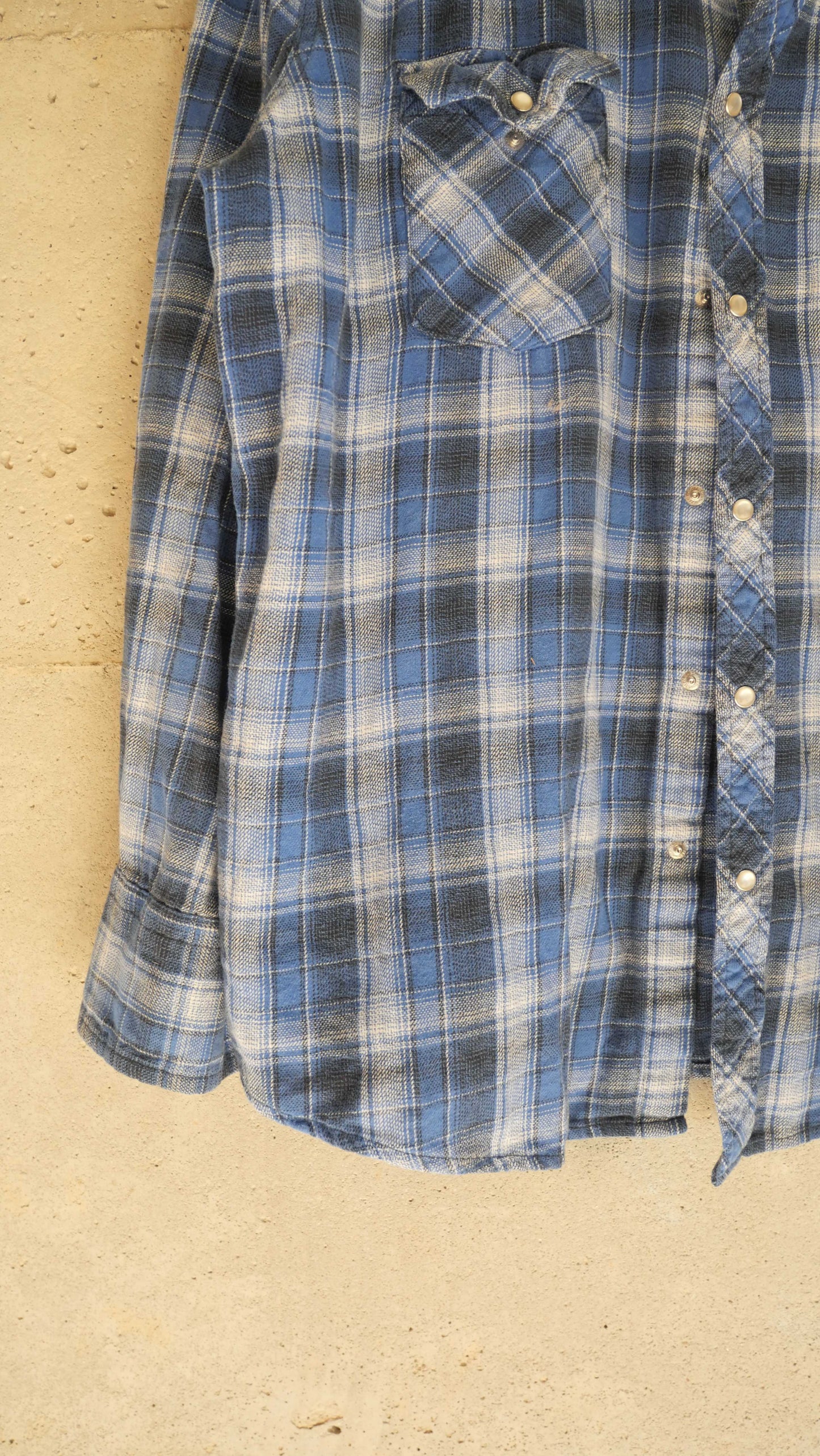 1990s Blue Wrangler Pearl Snap Flannel | L