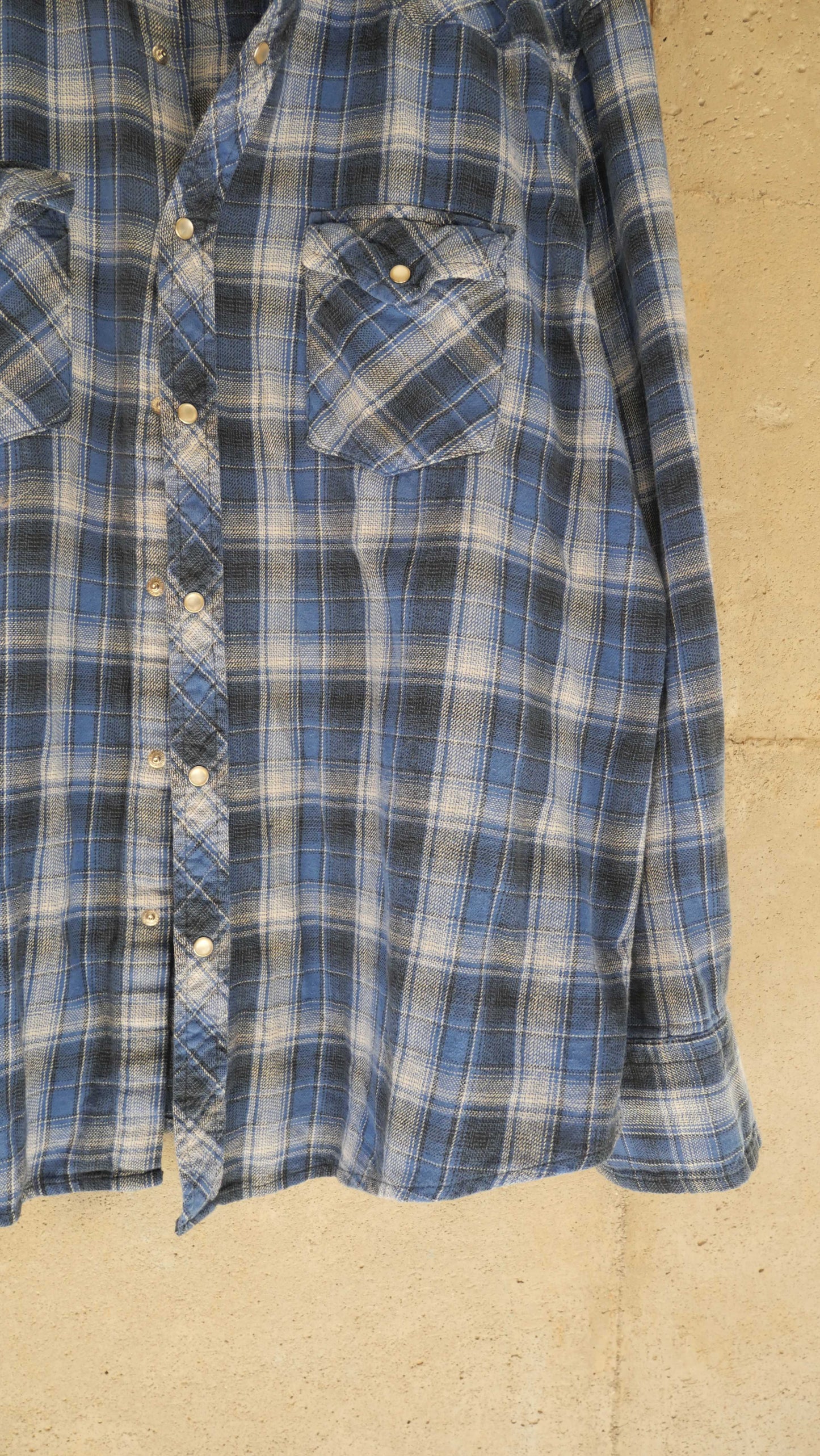 1990s Blue Wrangler Pearl Snap Flannel | L