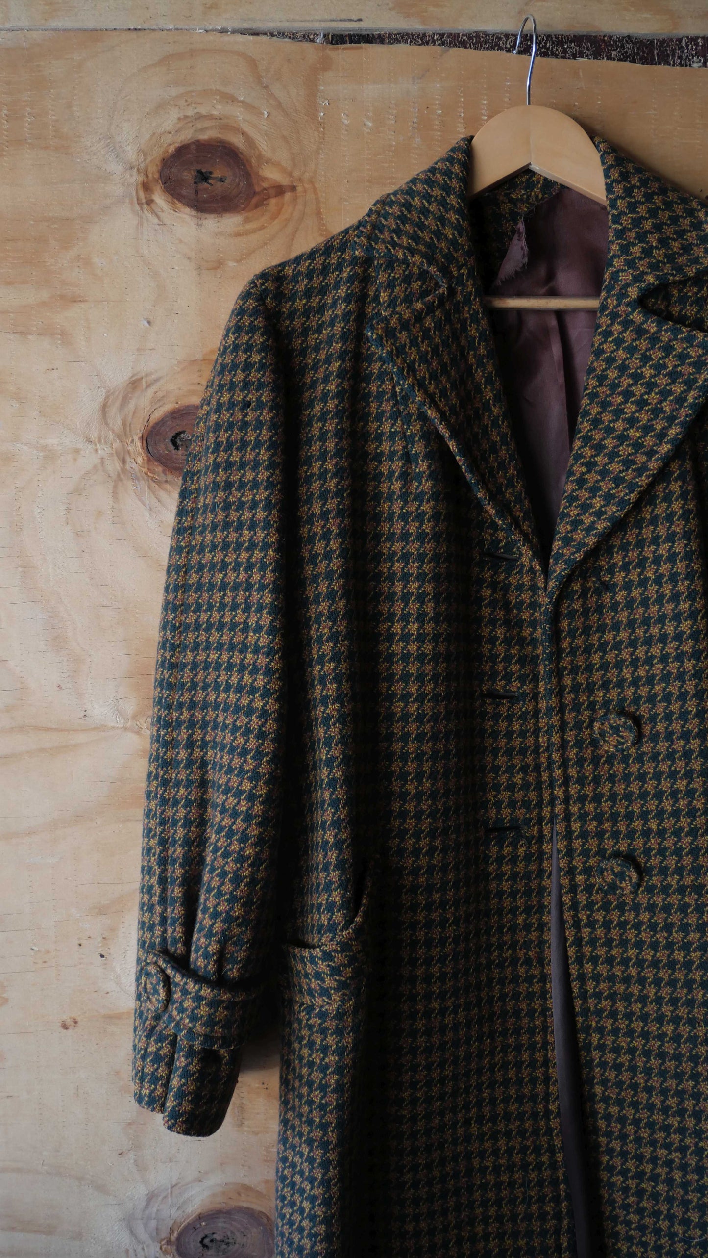 1970s Houndstooth Long Coat | L