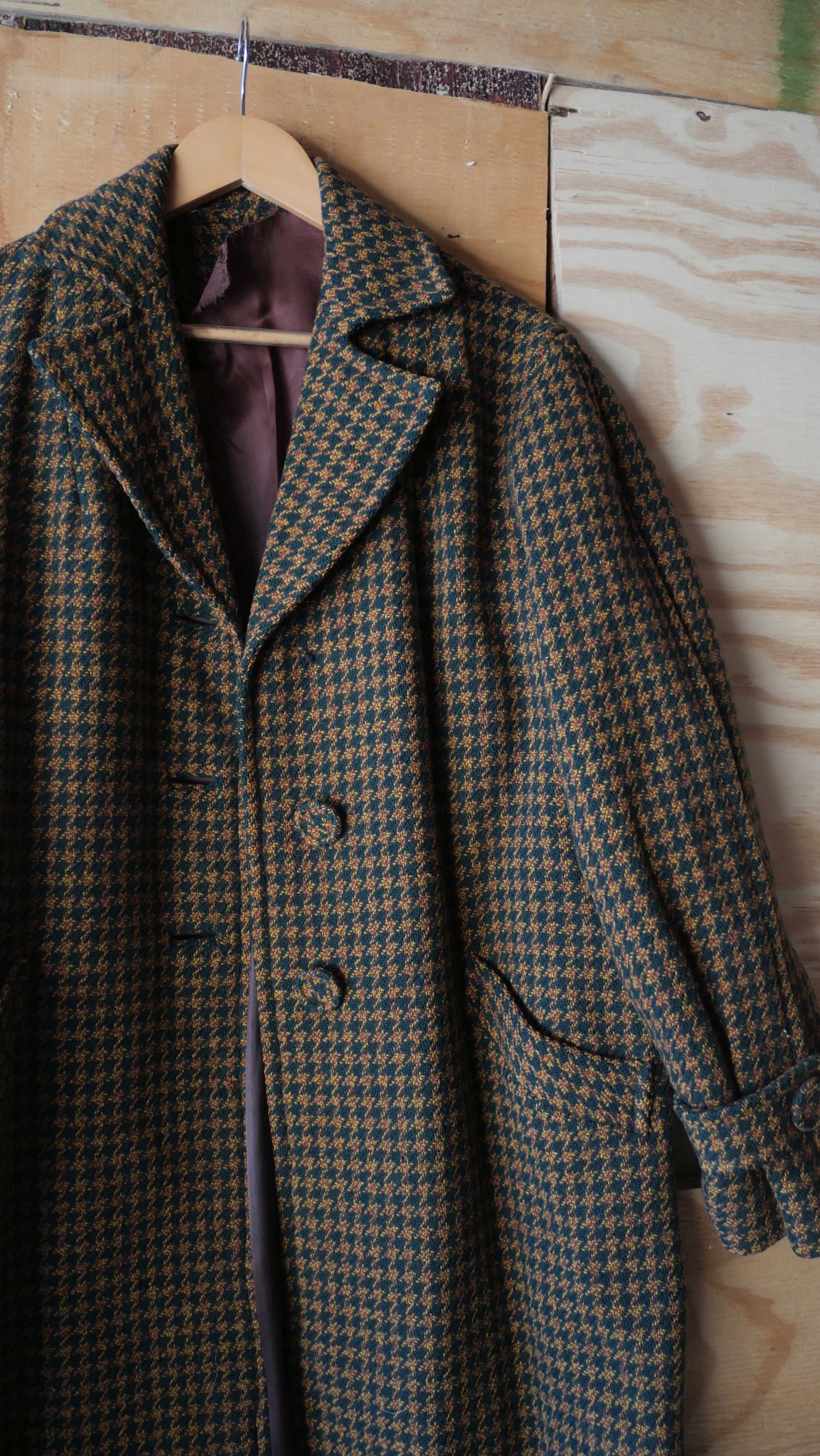 1970s Houndstooth Long Coat | L