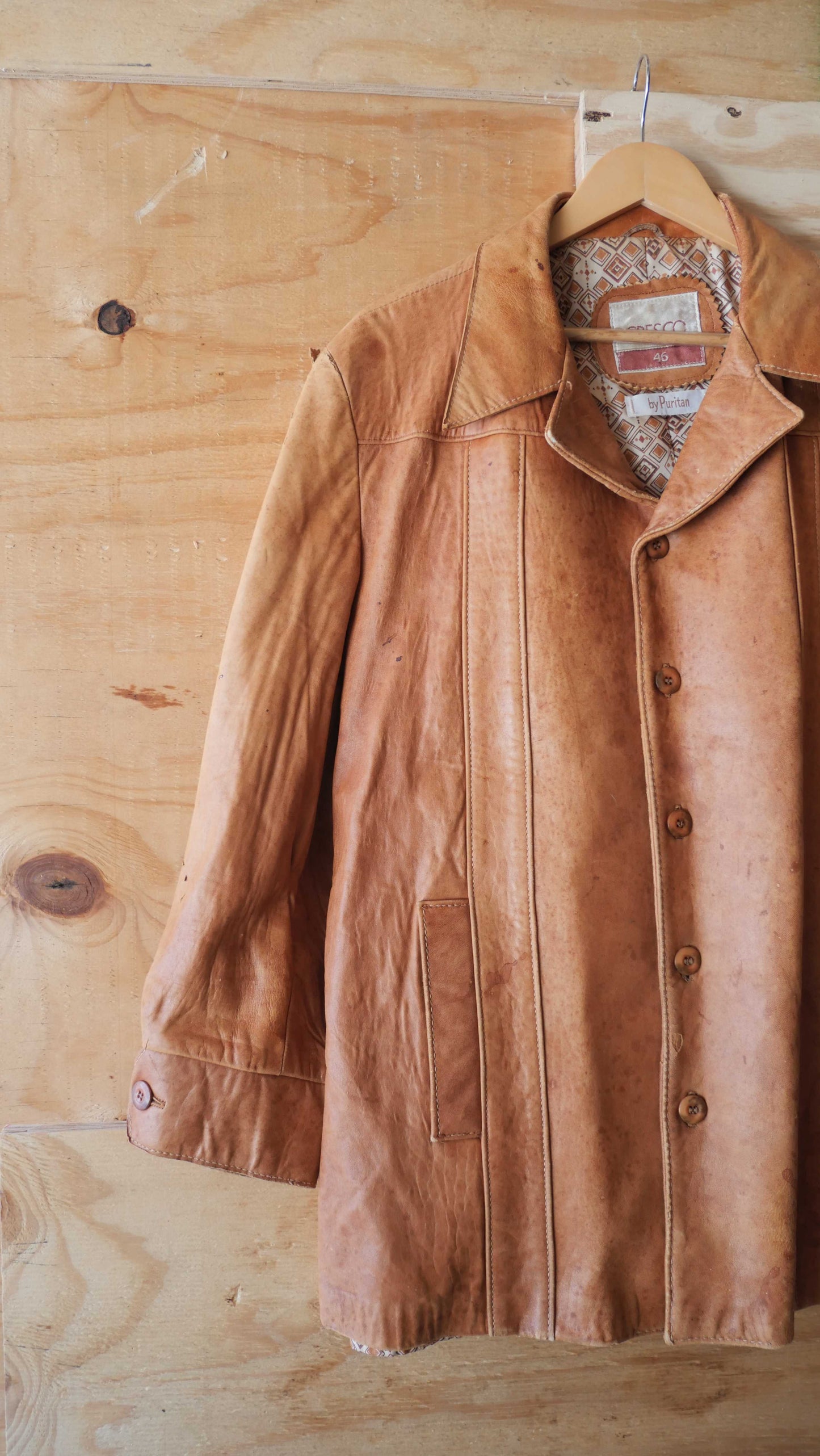 1960s Leather Overcoat | L