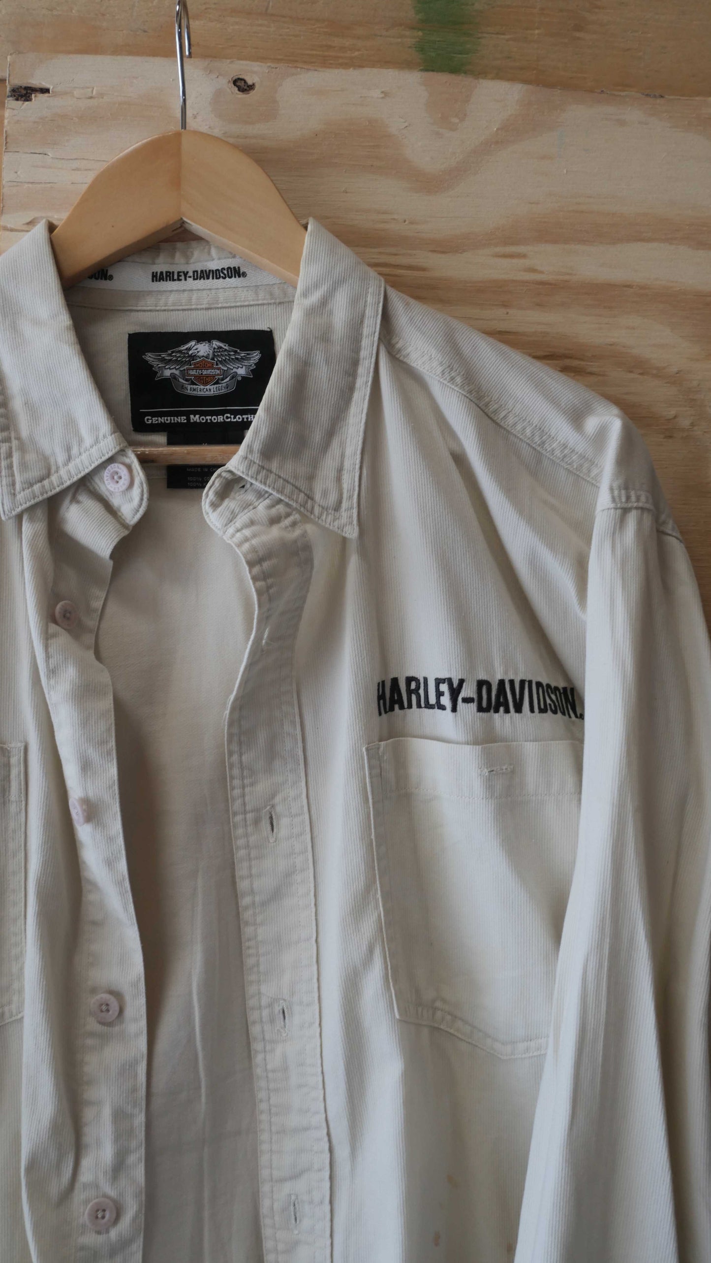 2000s Harley Cream Button Up Shirt | M