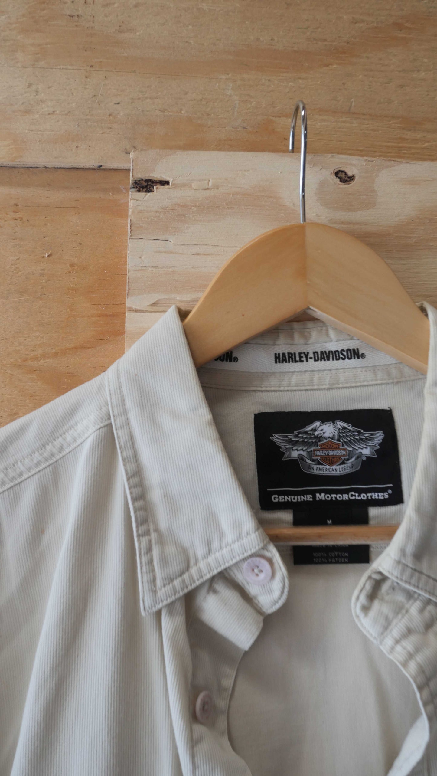 2000s Harley Cream Button Up Shirt | M