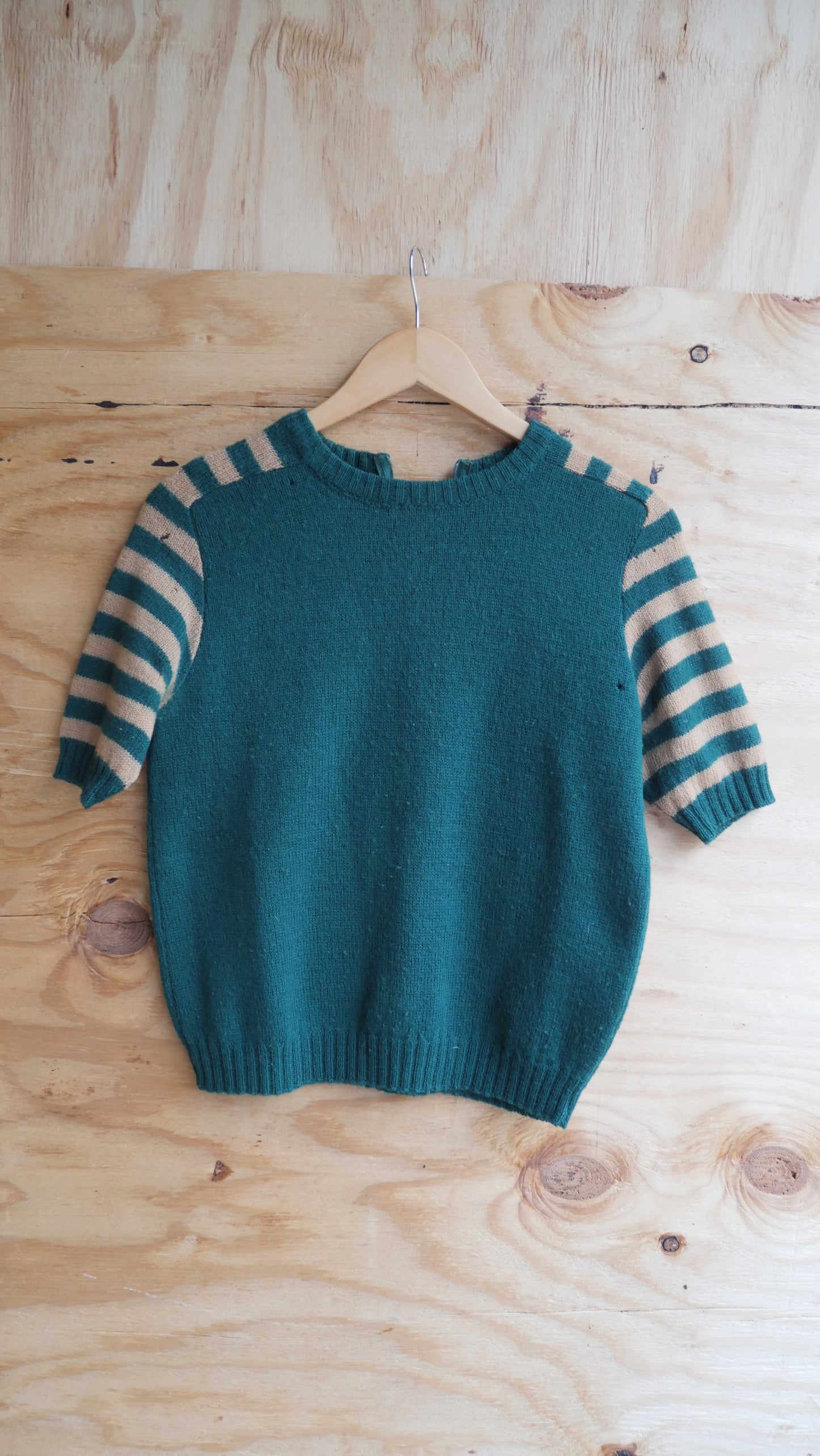 1960s Green Striped Sweater | M
