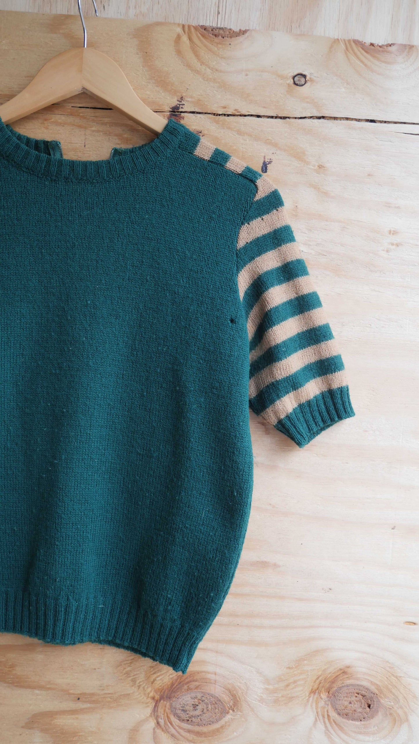 1960s Green Striped Sweater | M