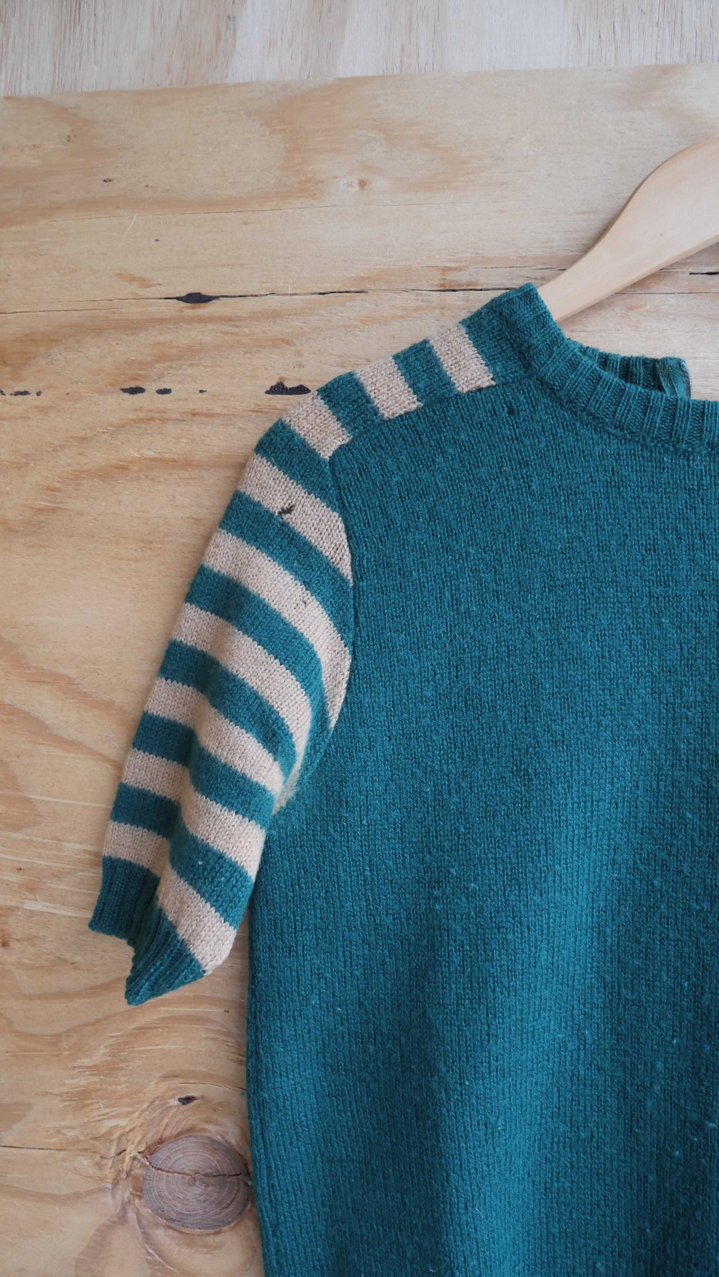 1960s Green Striped Sweater | M