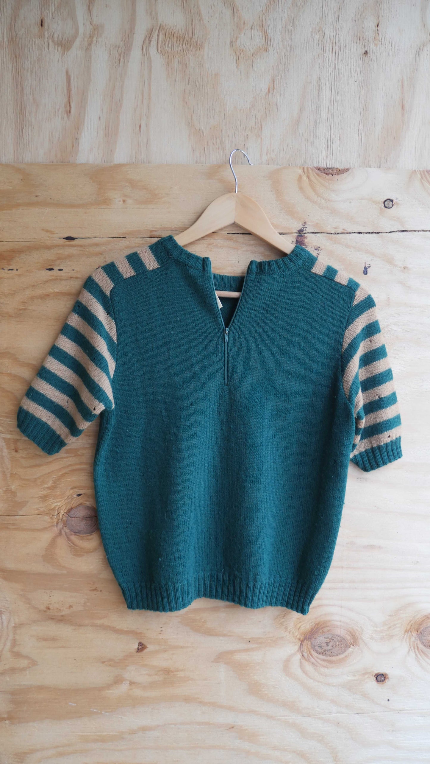1960s Green Striped Sweater | M