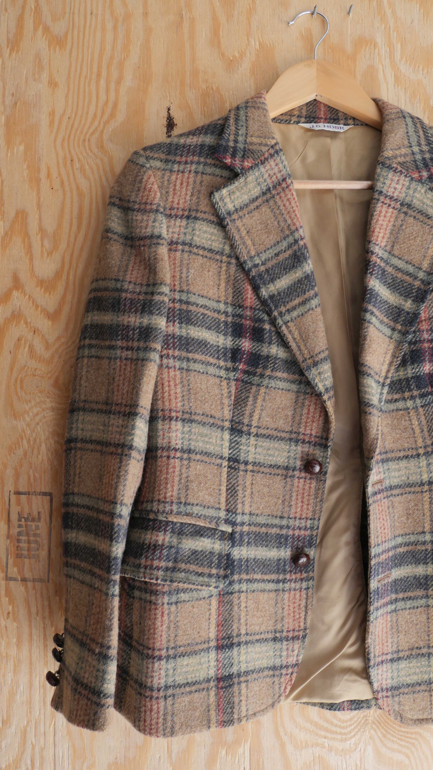 1970s Plaid Wool Blazer | M