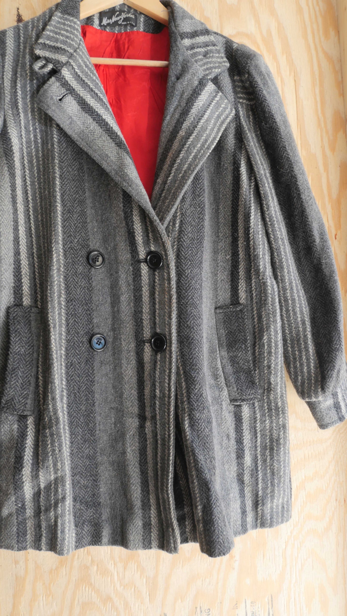 1980s Striped Wool Overcoat | M