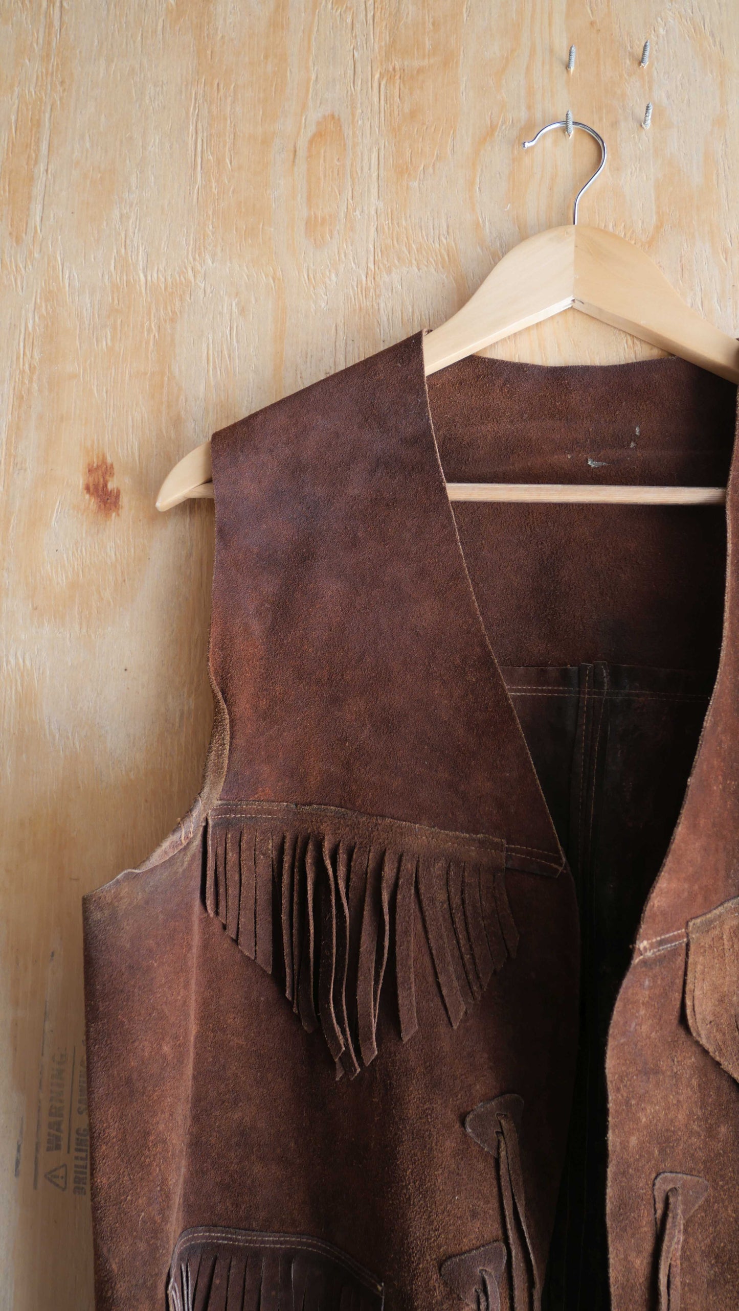 1960s Fringe Leather Vest | L