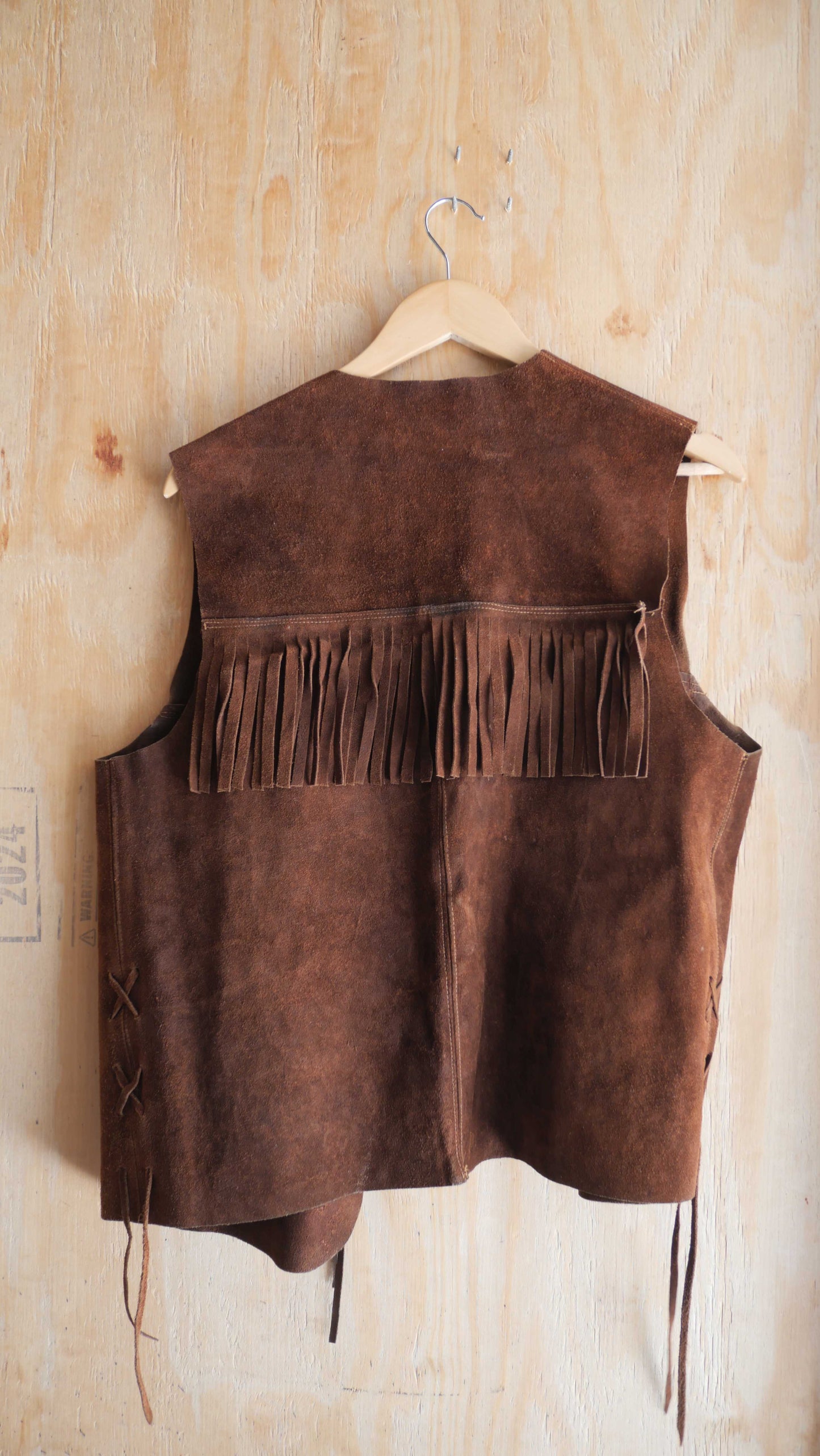 1960s Fringe Leather Vest | L